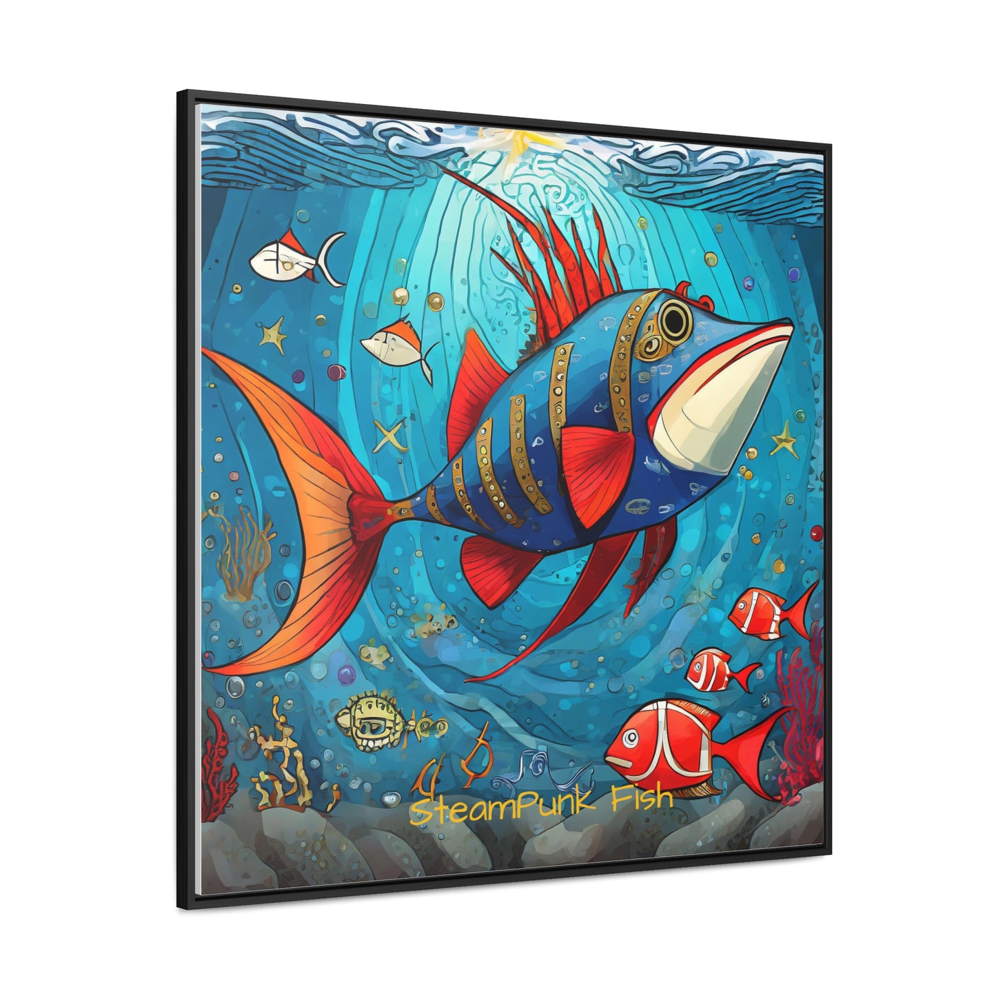 StreamPunk Fish Gematria Red ♥️ Gallery Canvas Wraps, Square Frame