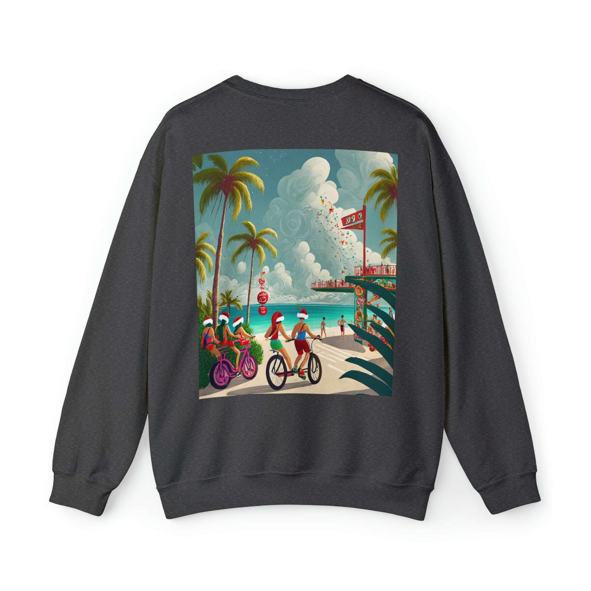 Merry Beach Mas City Electric Bicycle Woman's Heavy Blend™ Crewneck Sweatshirt