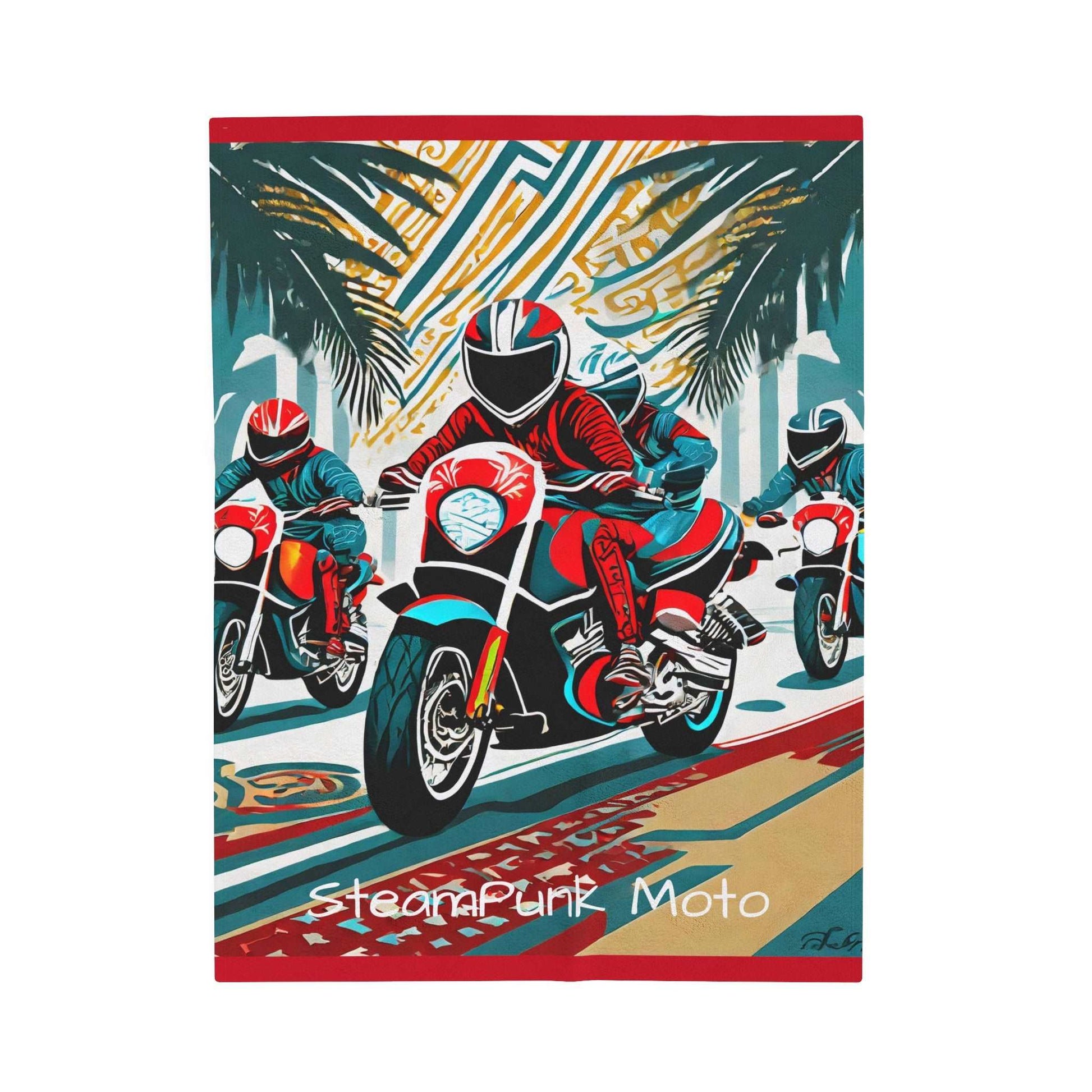 Steampunk Moto Group Ride Velveteen Plush Blanket