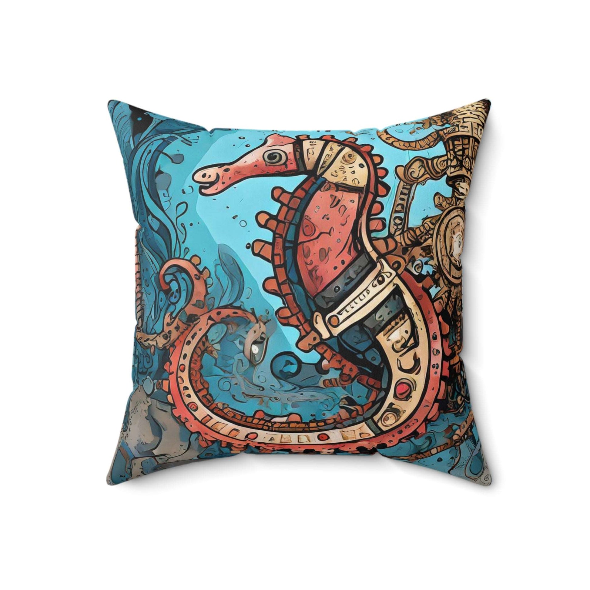 Spun Polyester Square Pillow Steampunk Friends