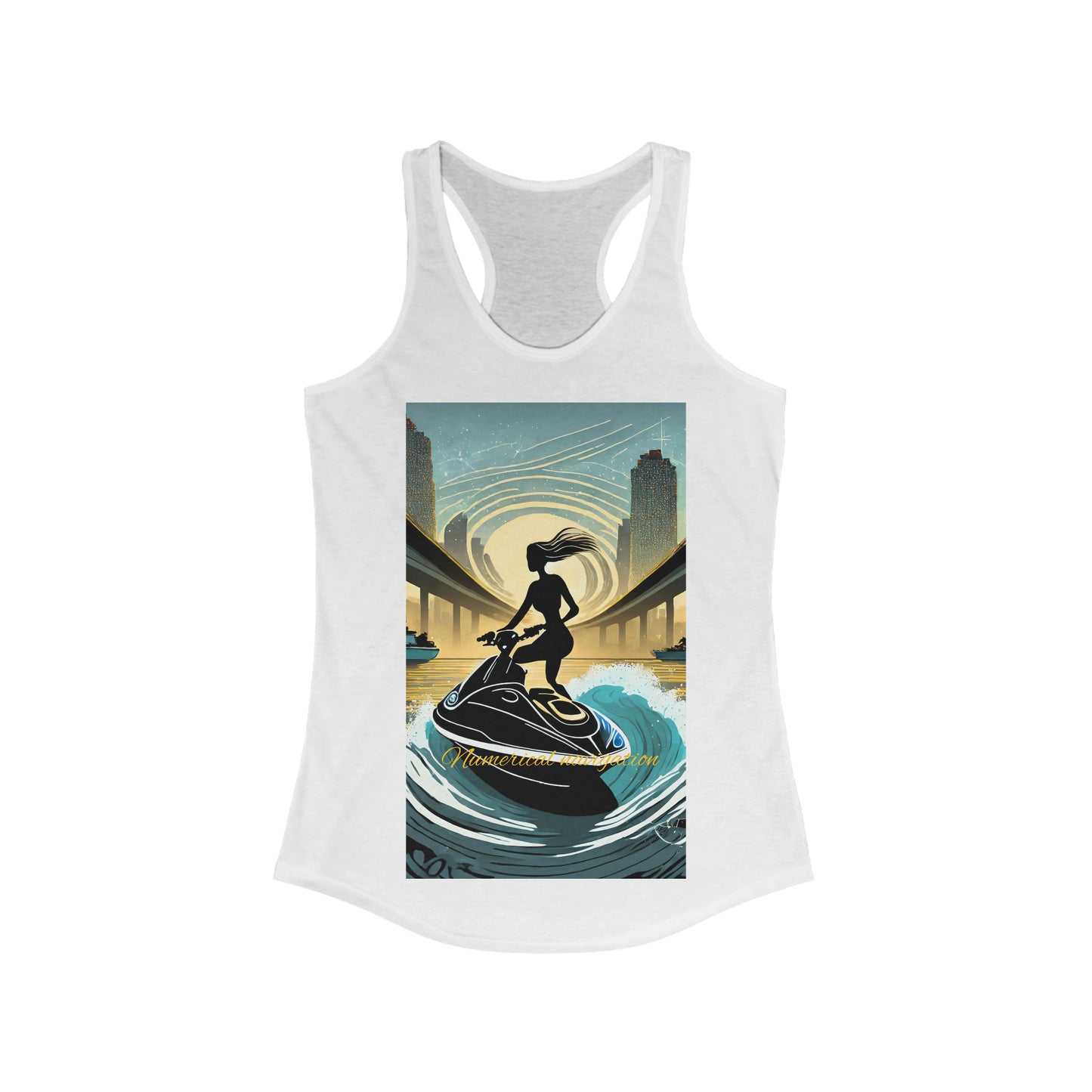 Tank Top unisex adult Racerback Where Numbers and Water Unite on Jet Skis