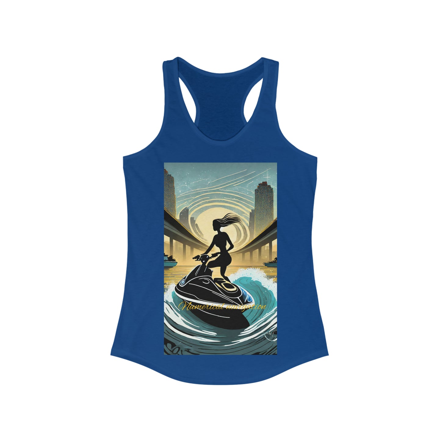 Tank Top unisex adult Racerback Where Numbers and Water Unite on Jet Skis