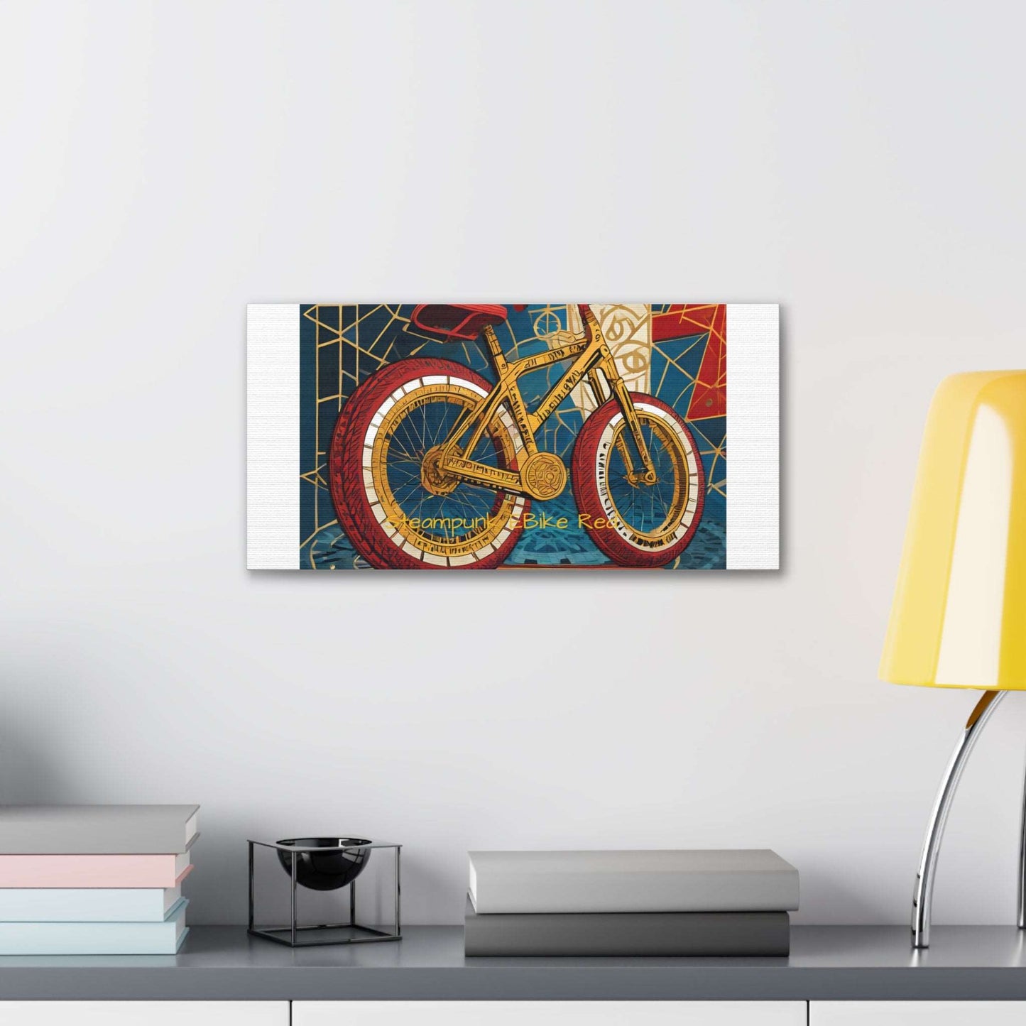 Steampunk EBike Red Gematria Canvas Gallery Wraps by Jacquie B