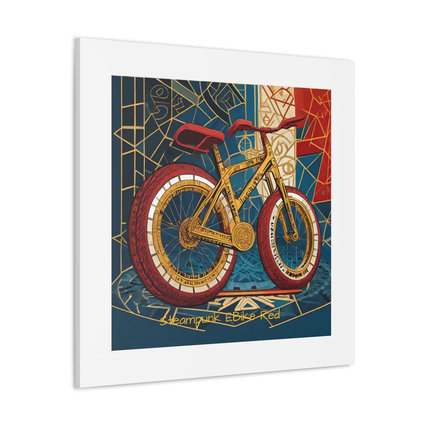 Steampunk EBike Red Gematria Canvas Gallery Wraps by Jacquie B