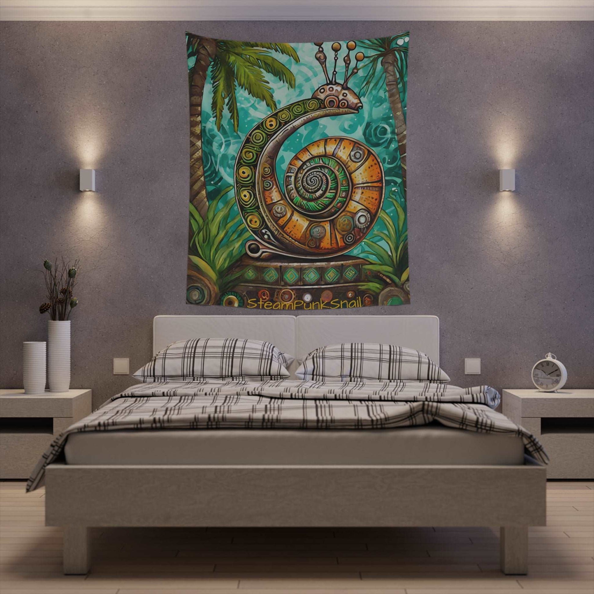 Printed Wall Tapestry Steam Punk Snail Art