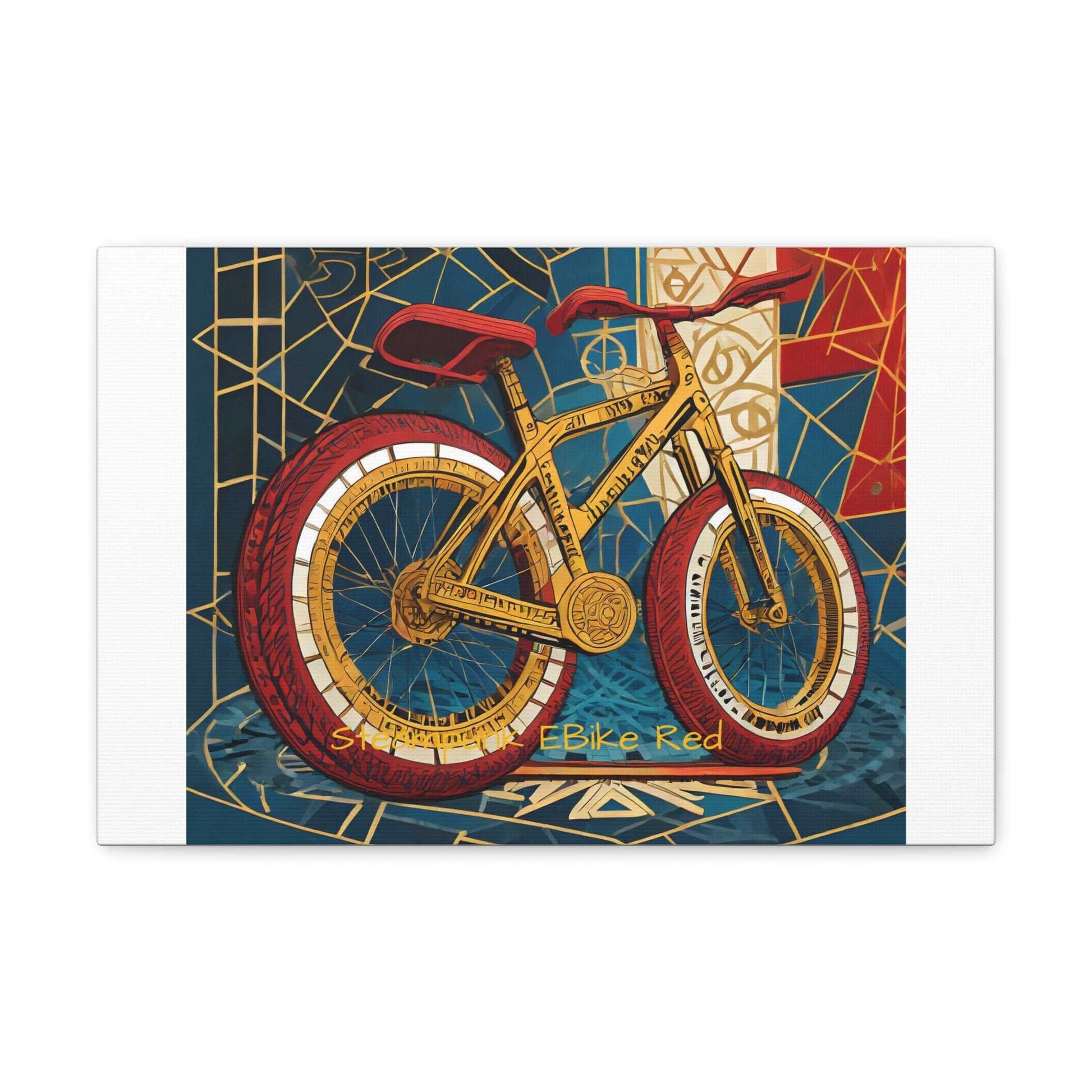 Steampunk EBike Red Gematria Canvas Gallery Wraps by Jacquie B