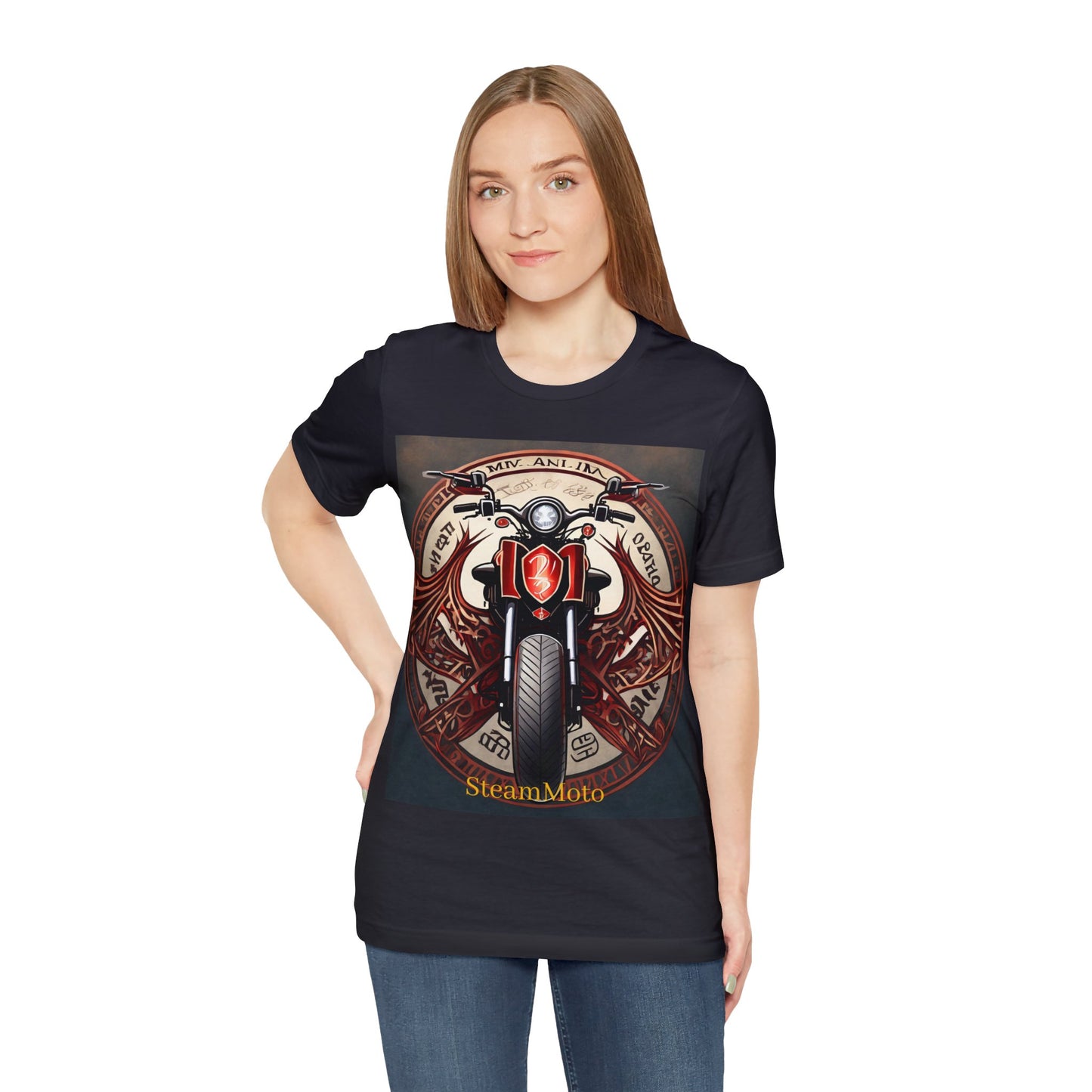 Unisex adult Jersey Short Sleeve Tee Breaking Free Steampunk Spiritual Meaning of Motorcycles tshirt