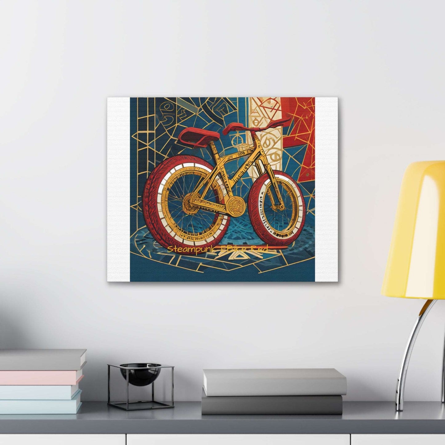 Steampunk EBike Red Gematria Canvas Gallery Wraps by Jacquie B