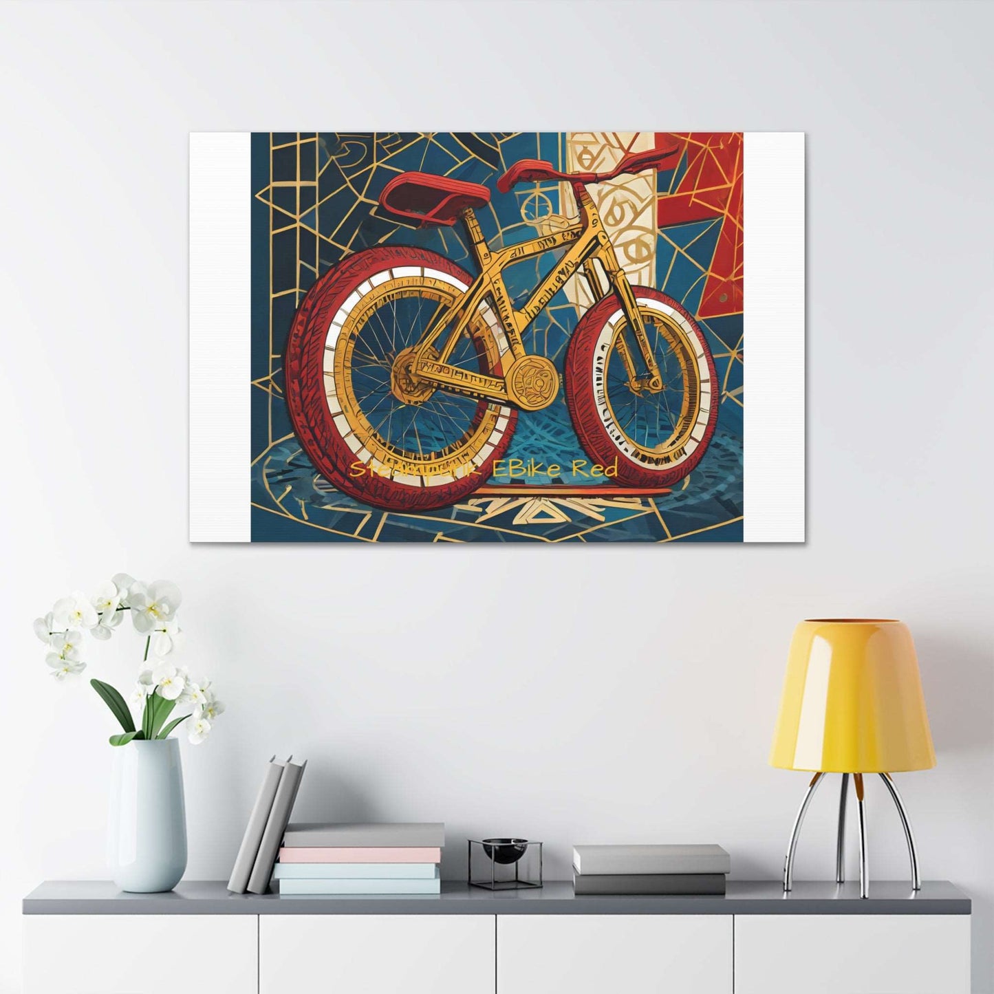 Steampunk EBike Red Gematria Canvas Gallery Wraps by Jacquie B