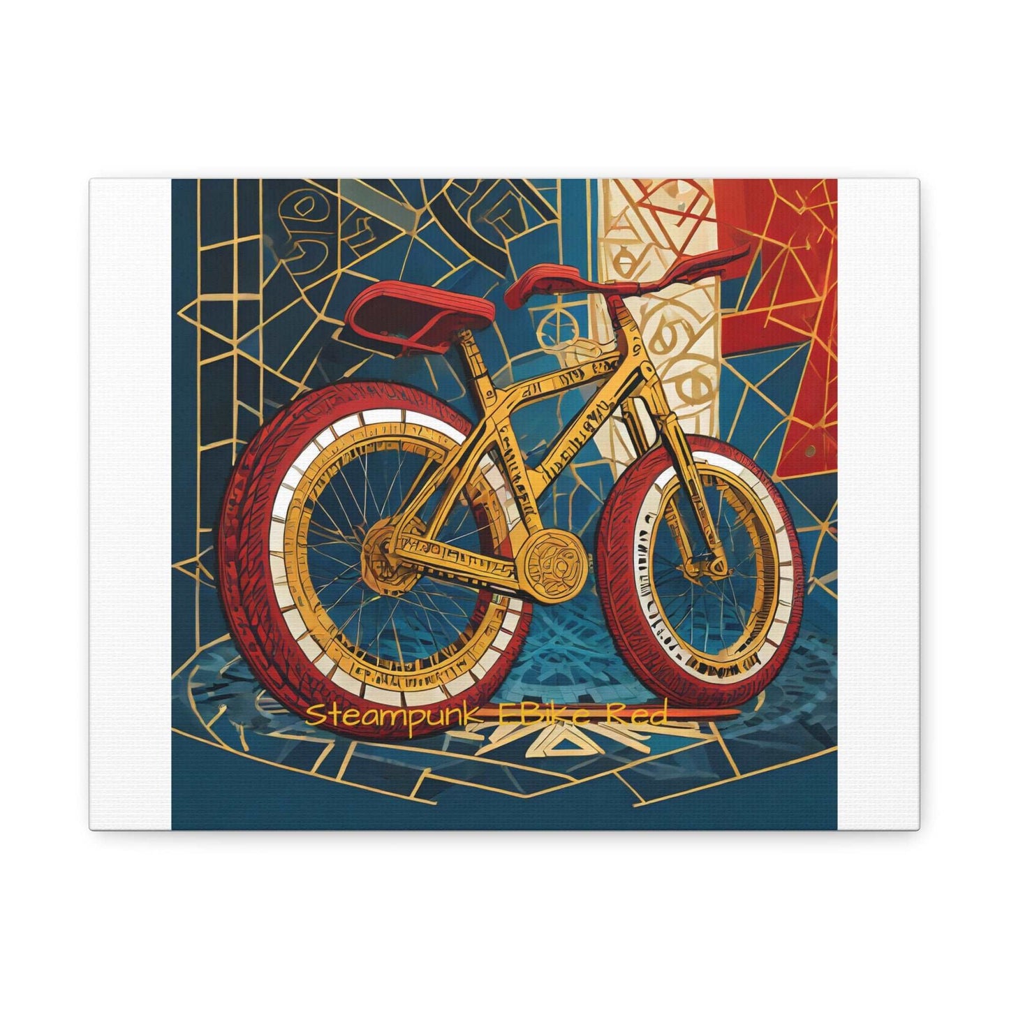 Steampunk EBike Red Gematria Canvas Gallery Wraps by Jacquie B