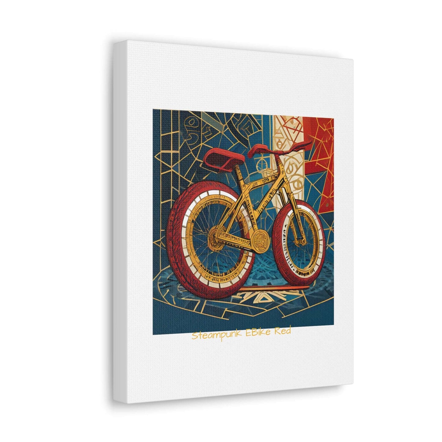 Steampunk EBike Red Gematria Canvas Gallery Wraps by Jacquie B