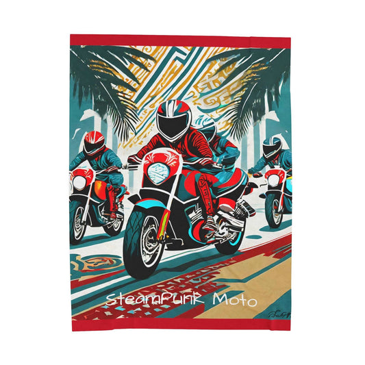 Steampunk Moto Group Ride Velveteen Plush Blanket