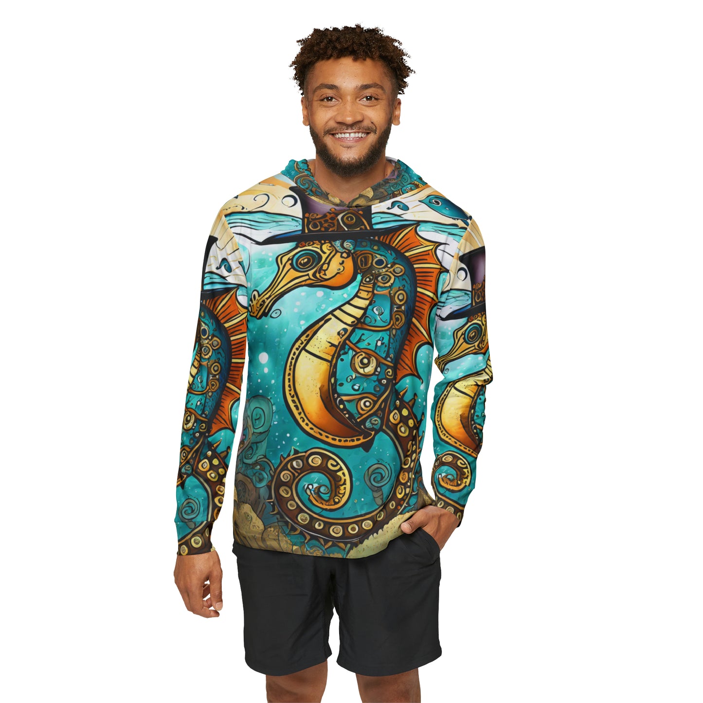 Unisex Adult  Sports Warmup Hoodie Steampunk Seahorse Gematria