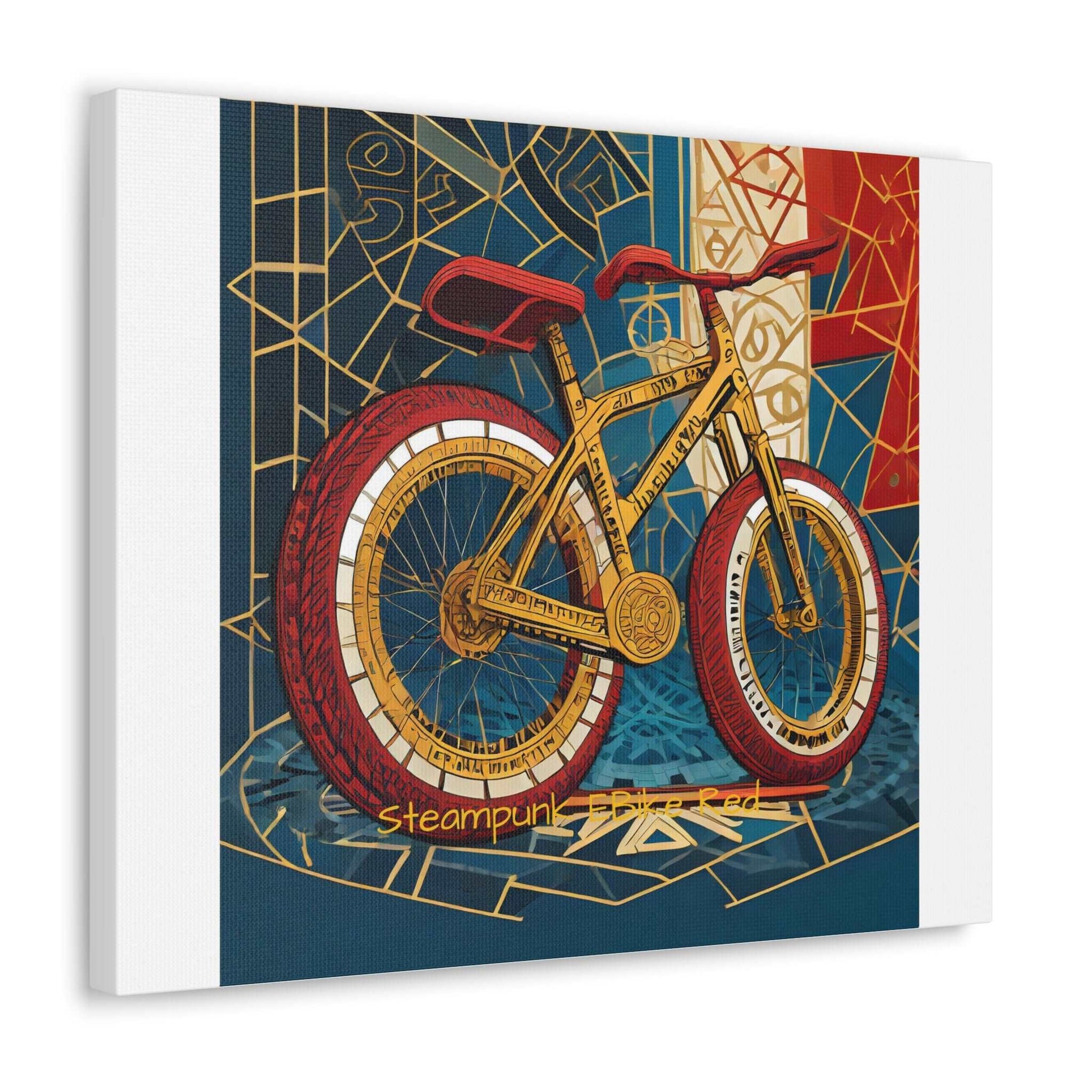 Steampunk EBike Red Gematria Canvas Gallery Wraps by Jacquie B