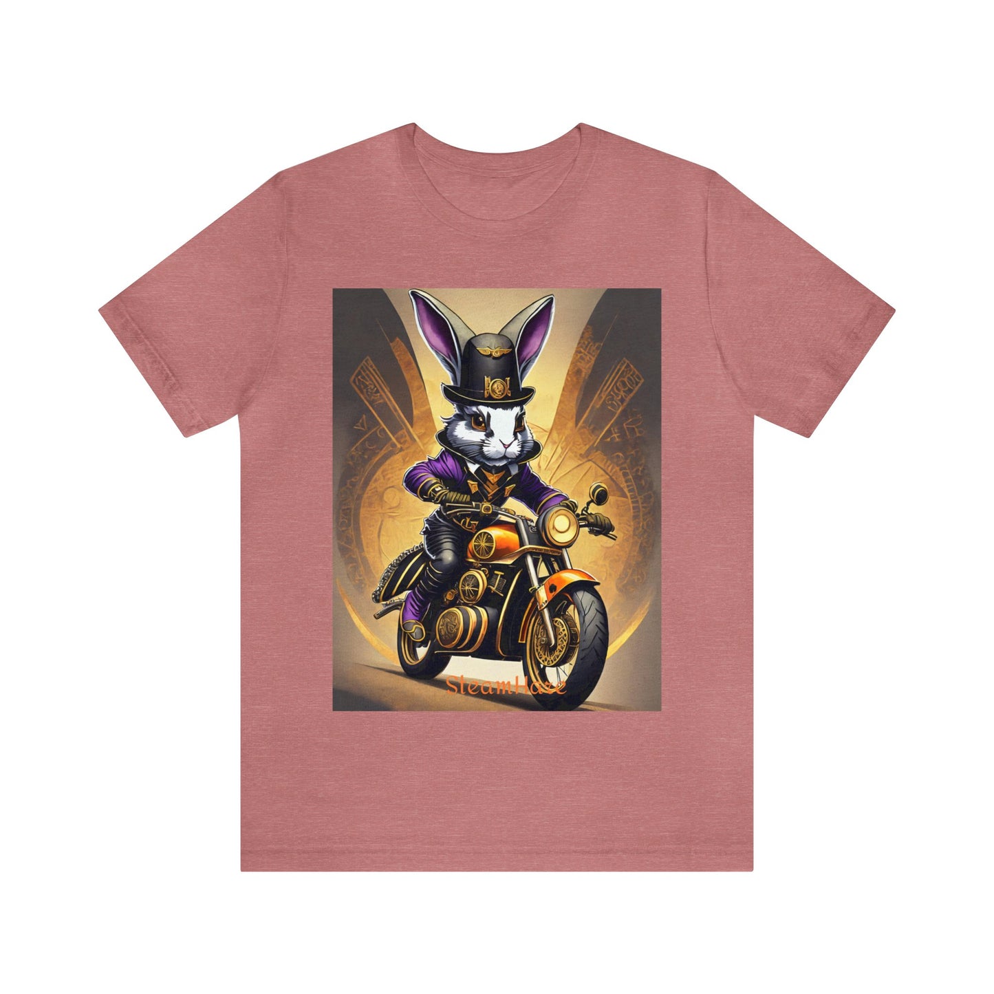 Unisex Adult Jersey Short Sleeve Tee SteamPunk Hare Motorcycle tshirt