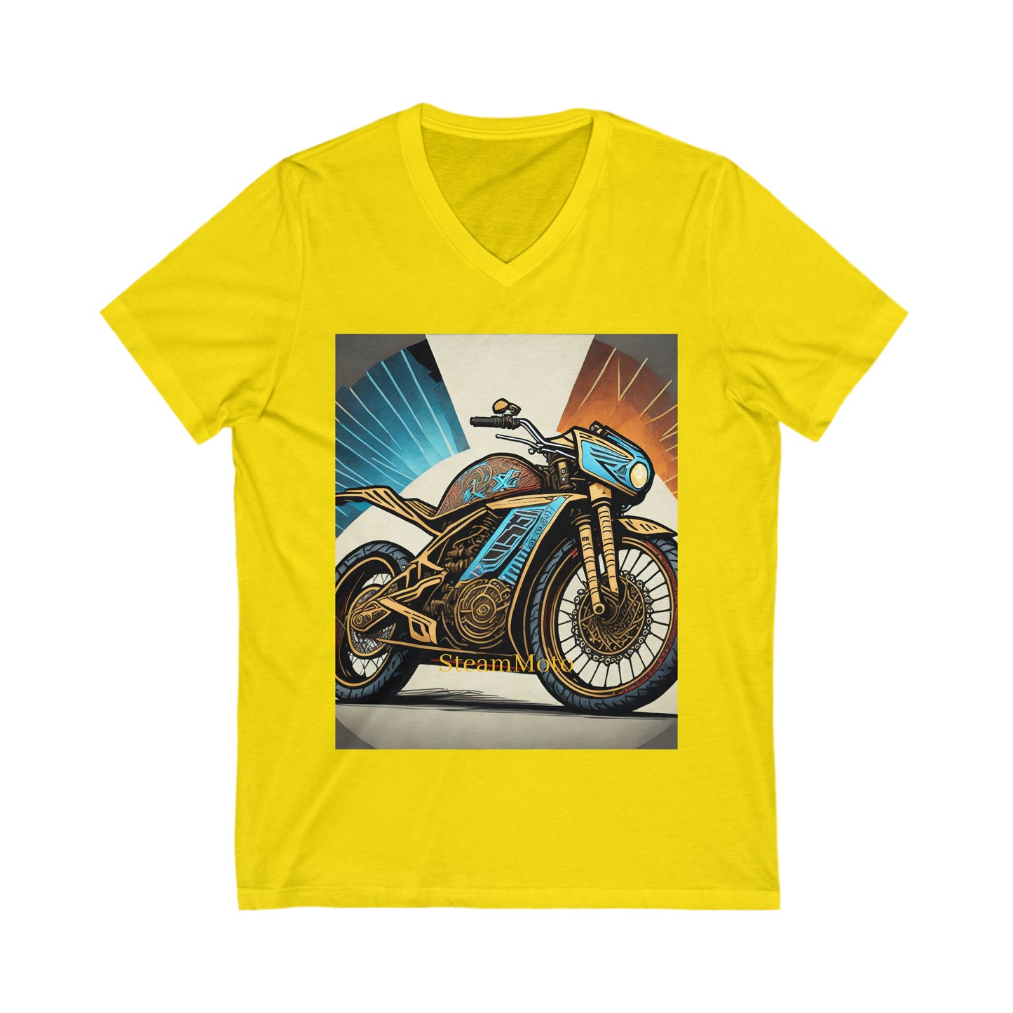 Unisex Adult Jersey Short Sleeve V-Neck Tee Steampunk Motor Cycle Apparel