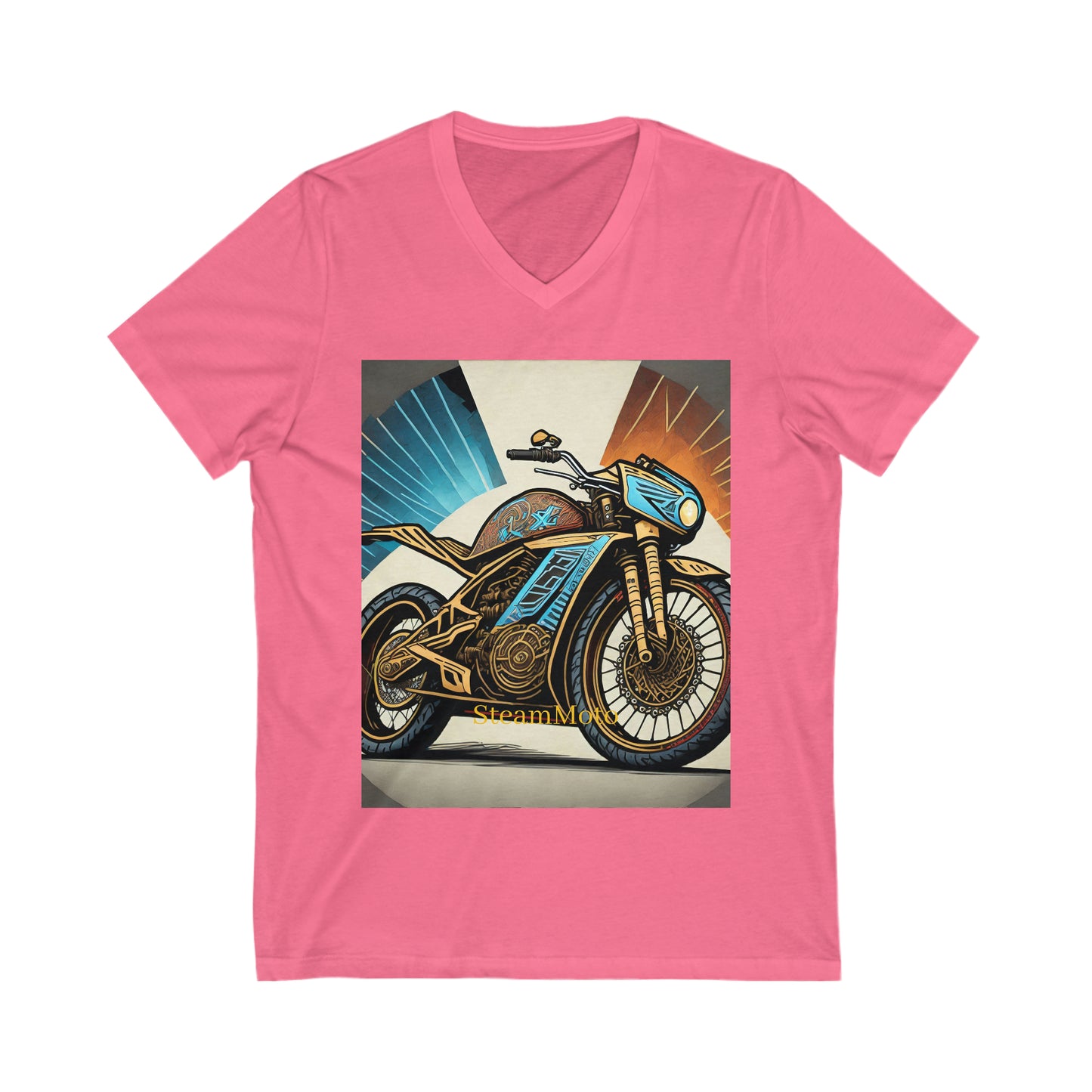 Unisex Adult Jersey Short Sleeve V-Neck Tee Steampunk Motor Cycle Apparel