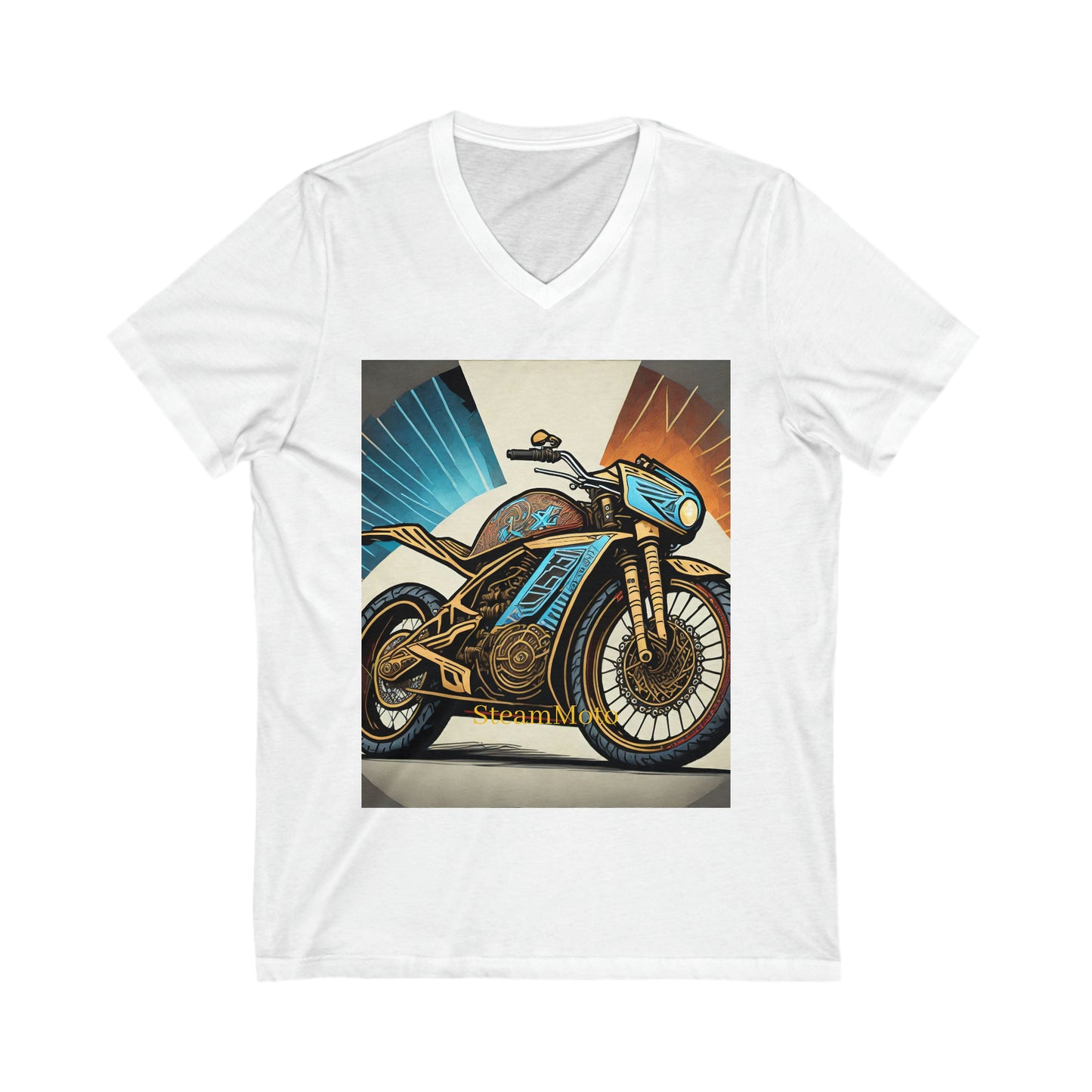 Unisex Adult Jersey Short Sleeve V-Neck Tee Steampunk Motor Cycle Apparel