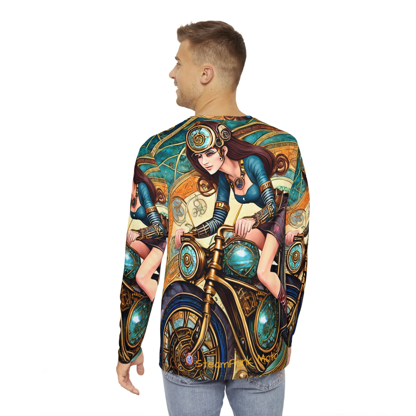 SteamPunk Moto Girl  Women's Adult Long Sleeve Shirt (AOP)