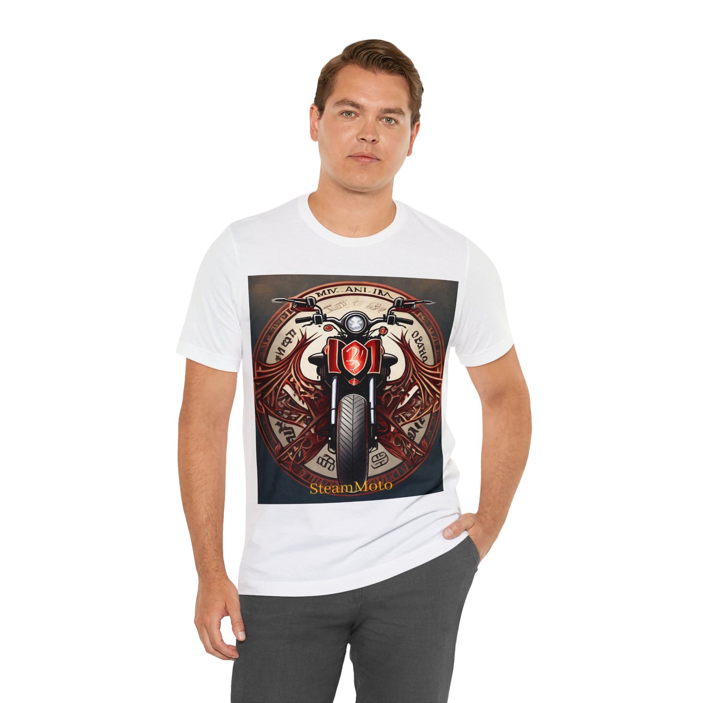 Unisex adult Jersey Short Sleeve Tee Breaking Free Steampunk Spiritual Meaning of Motorcycles tshirt