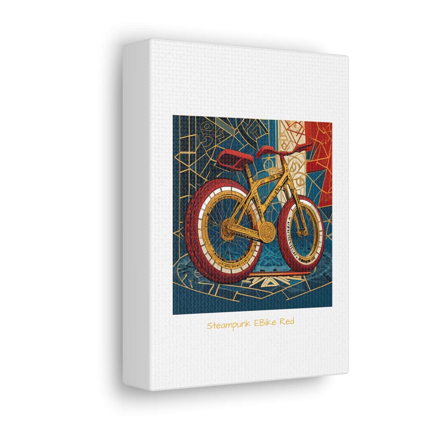 Steampunk EBike Red Gematria Canvas Gallery Wraps by Jacquie B