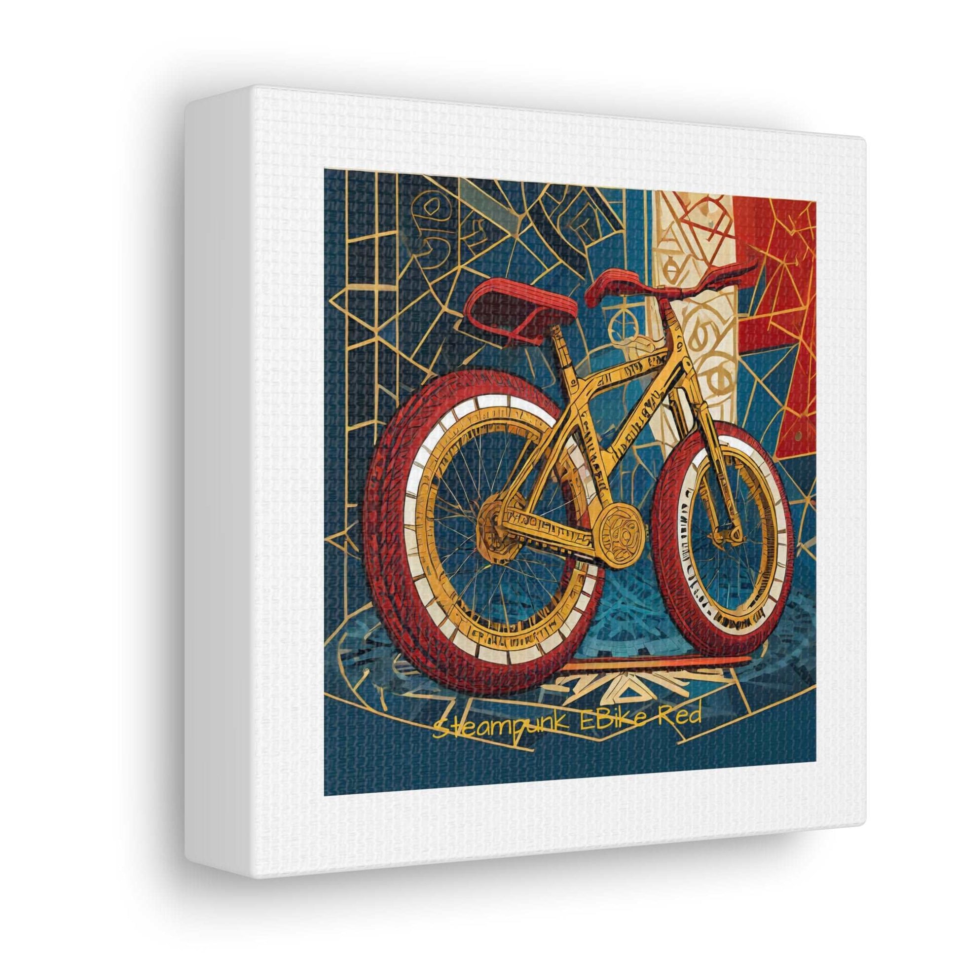 Steampunk EBike Red Gematria Canvas Gallery Wraps by Jacquie B