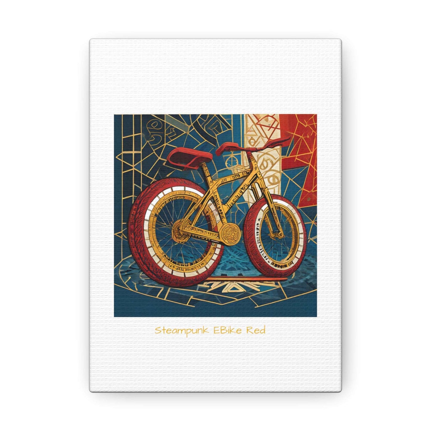 Steampunk EBike Red Gematria Canvas Gallery Wraps by Jacquie B