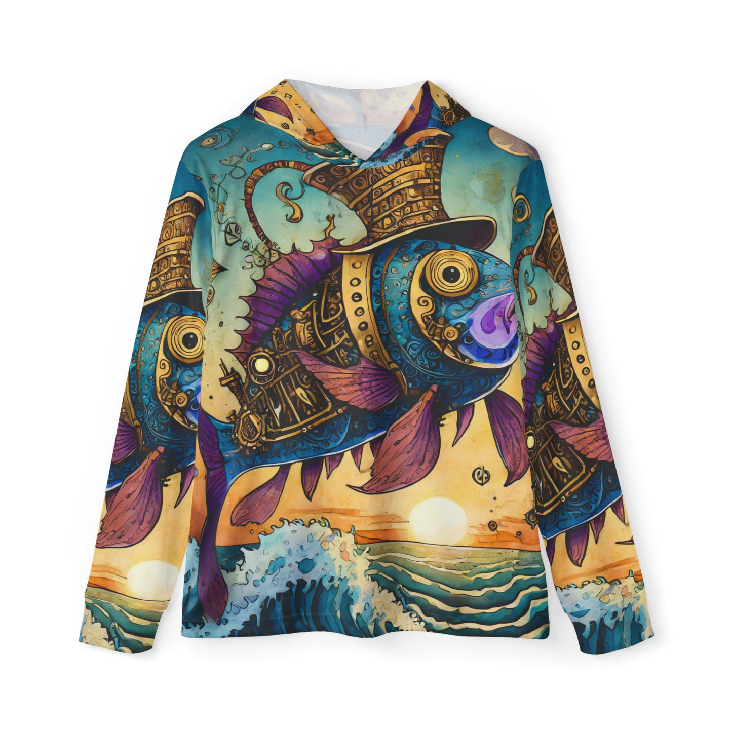 Unisex Adult Sports Warmup Hoodie (AOP) Steampunk Fish Sunshirt