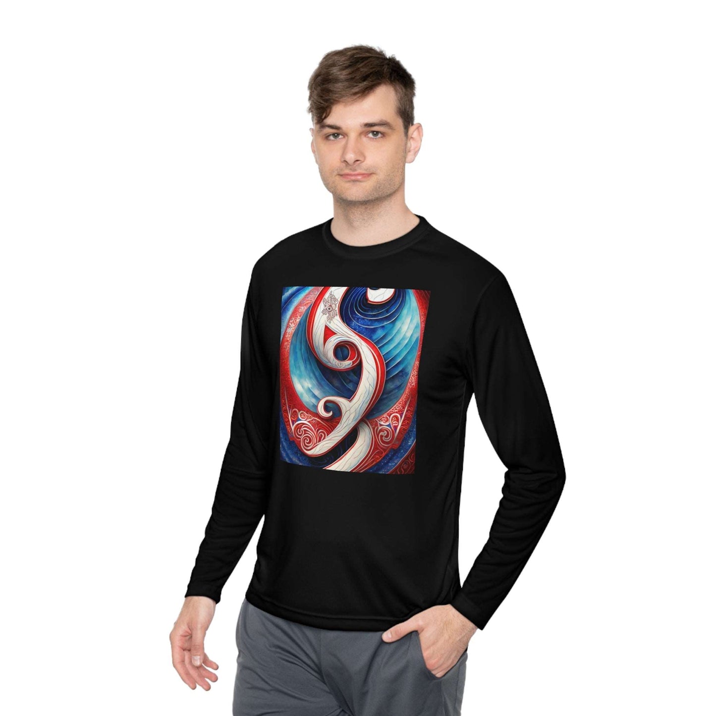 Gender-Neutral Fish Gematria PR Blue Long Sleeve Tee