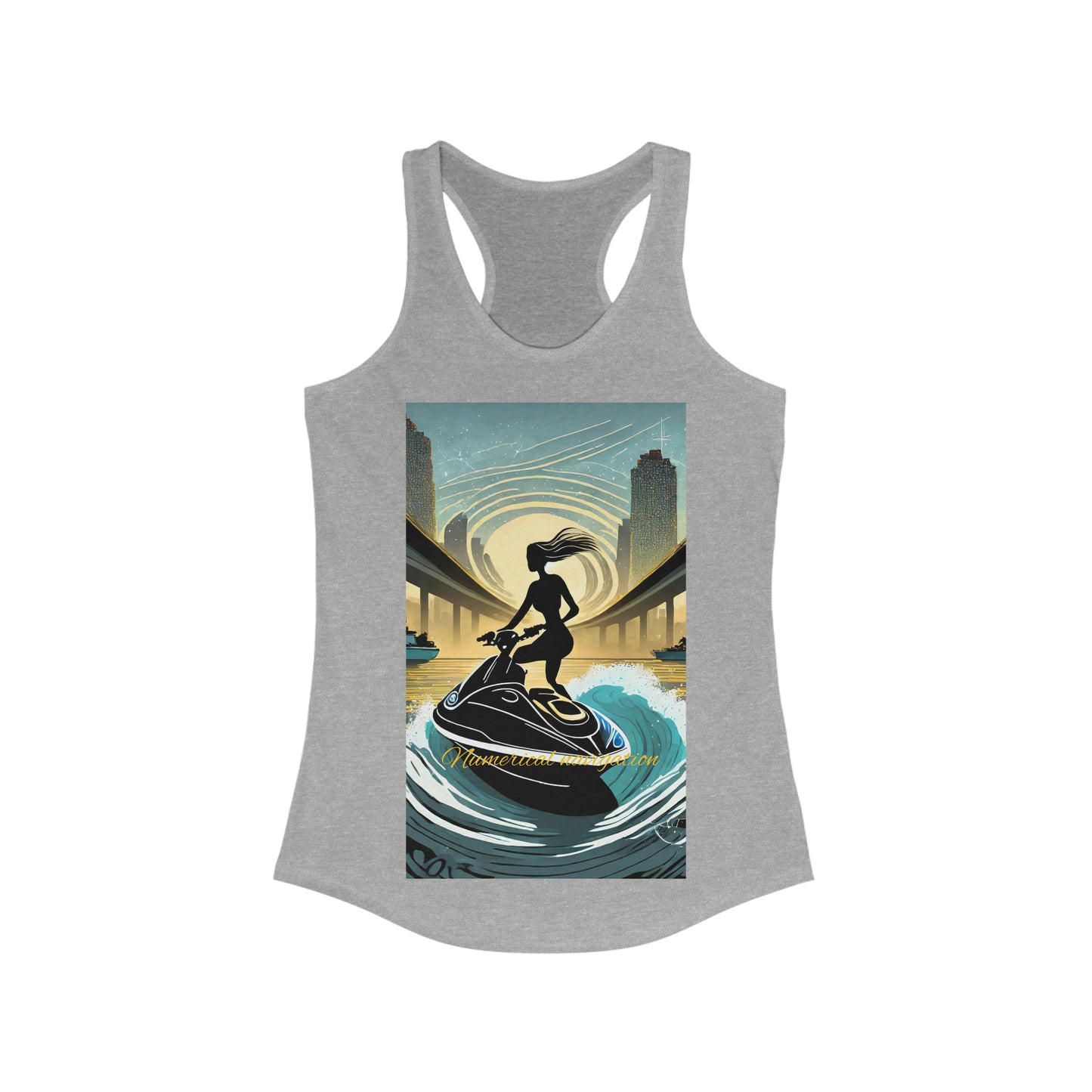 Tank Top unisex adult Racerback Where Numbers and Water Unite on Jet Skis