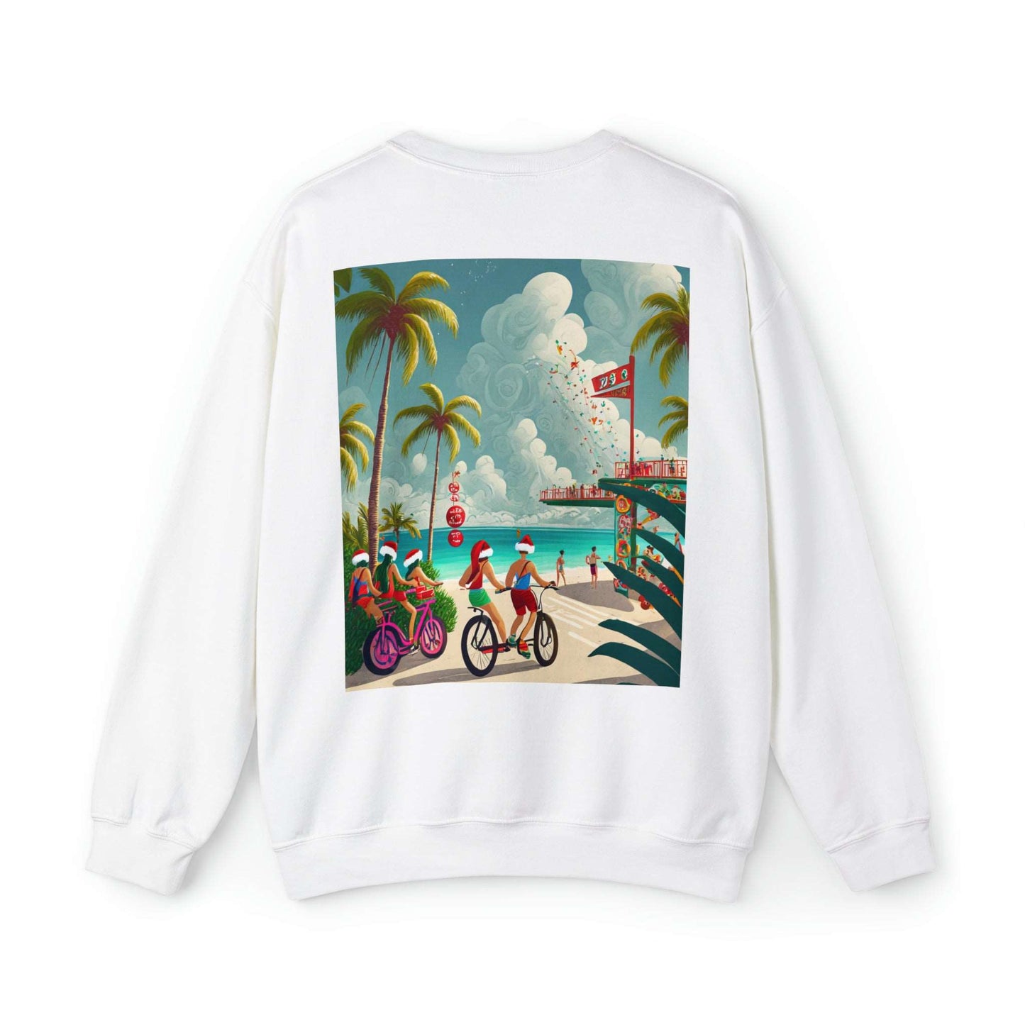 Merry Beach Mas City Electric Bicycle Woman's Heavy Blend™ Crewneck Sweatshirt