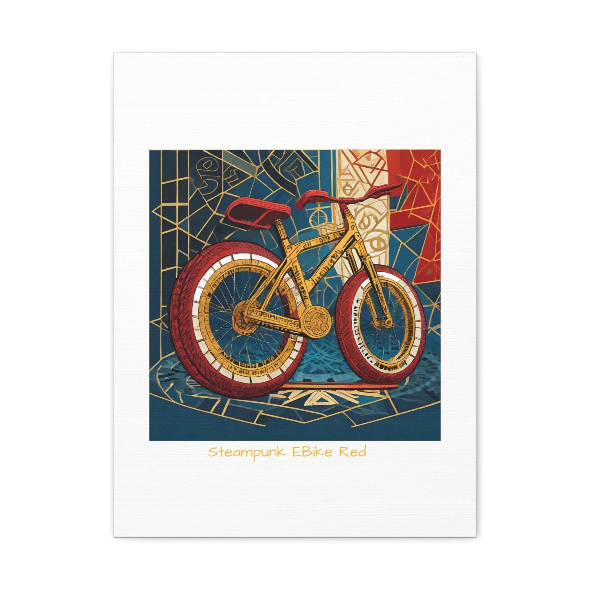 Steampunk EBike Red Gematria Canvas Gallery Wraps by Jacquie B