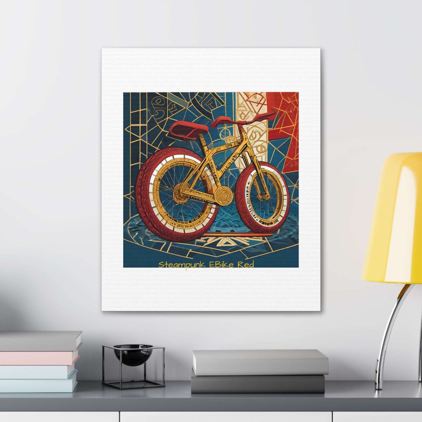 Steampunk EBike Red Gematria Canvas Gallery Wraps by Jacquie B