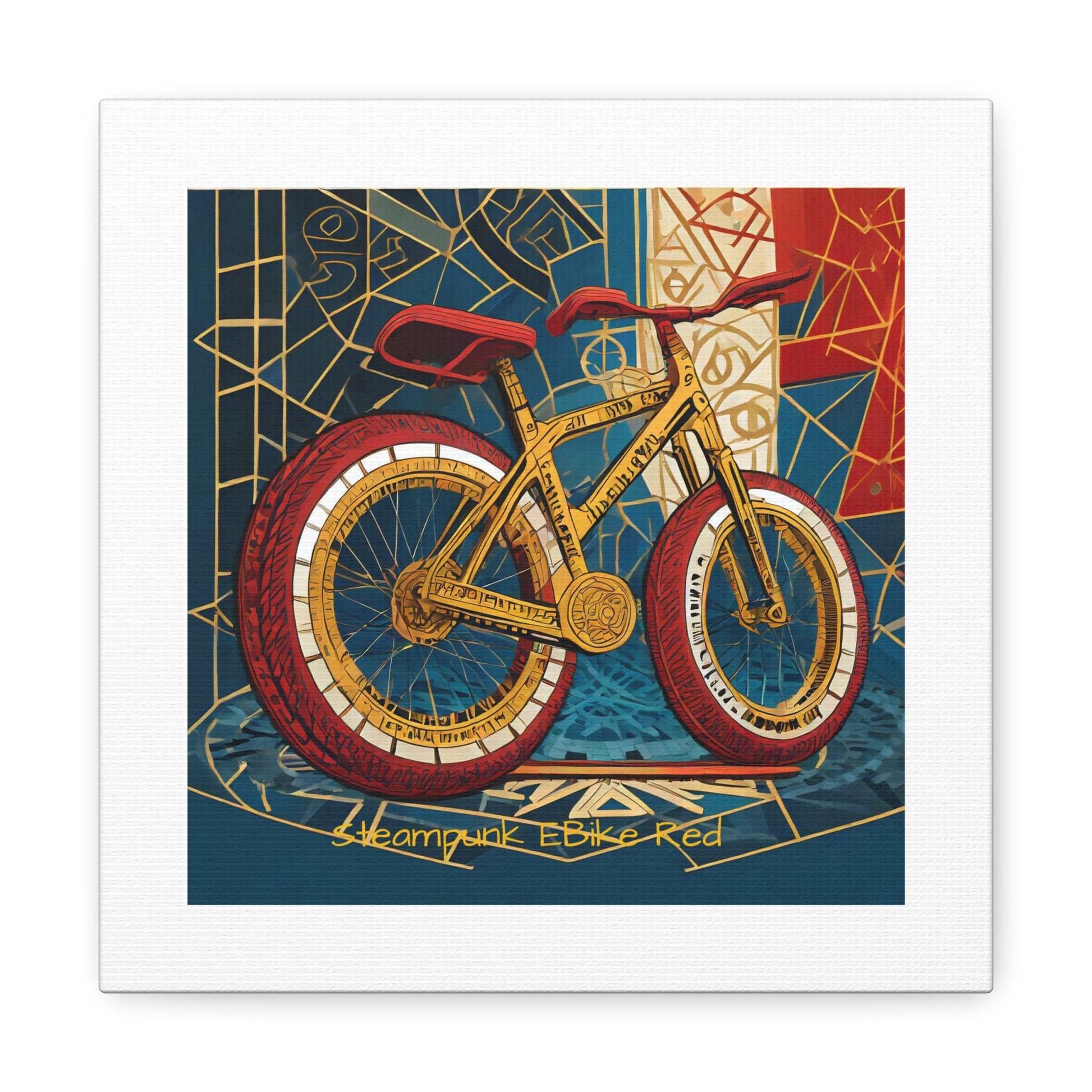 Steampunk EBike Red Gematria Canvas Gallery Wraps by Jacquie B