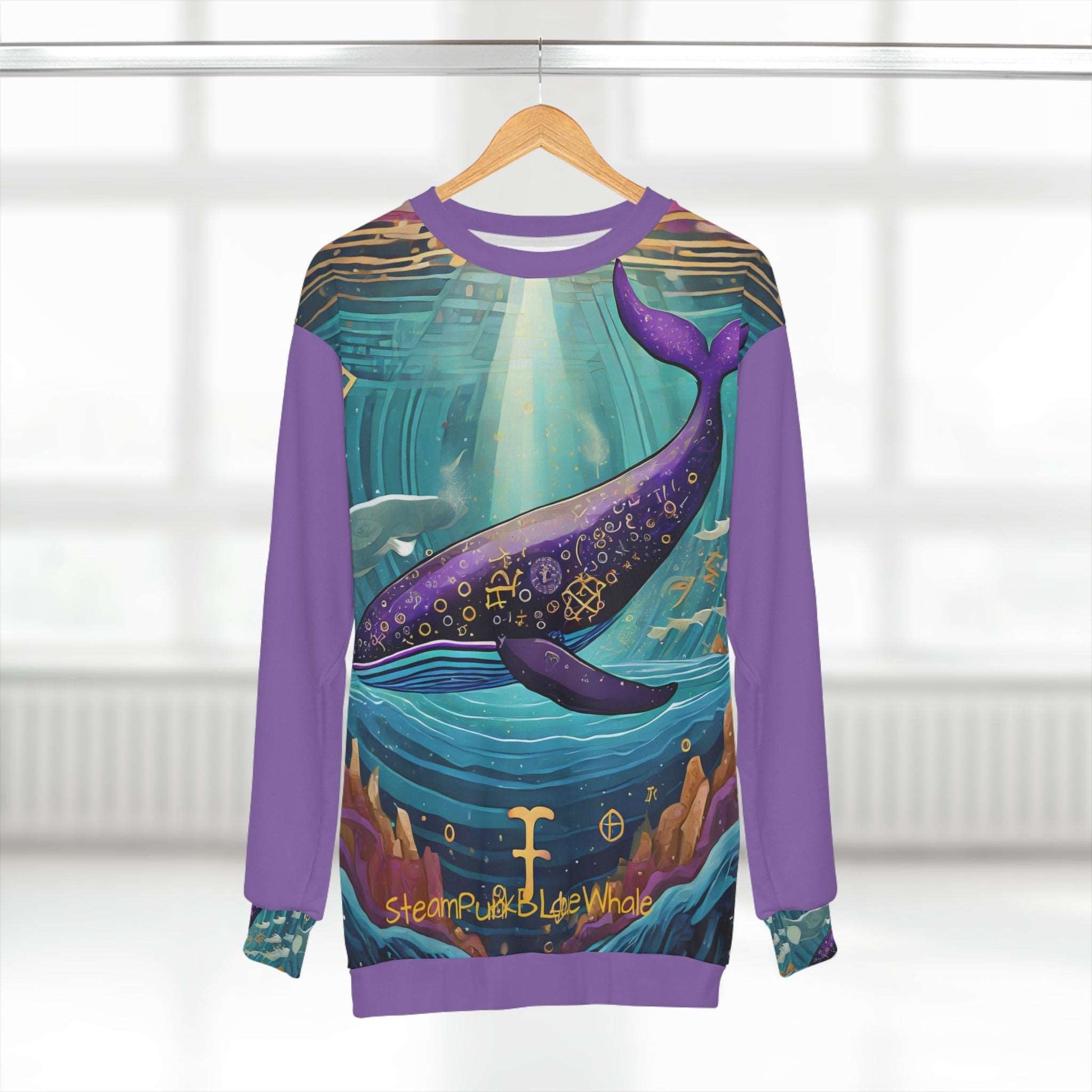 SteamPunk Majestic Blue Whale Adult Unisex Sweatshirt (AOP)