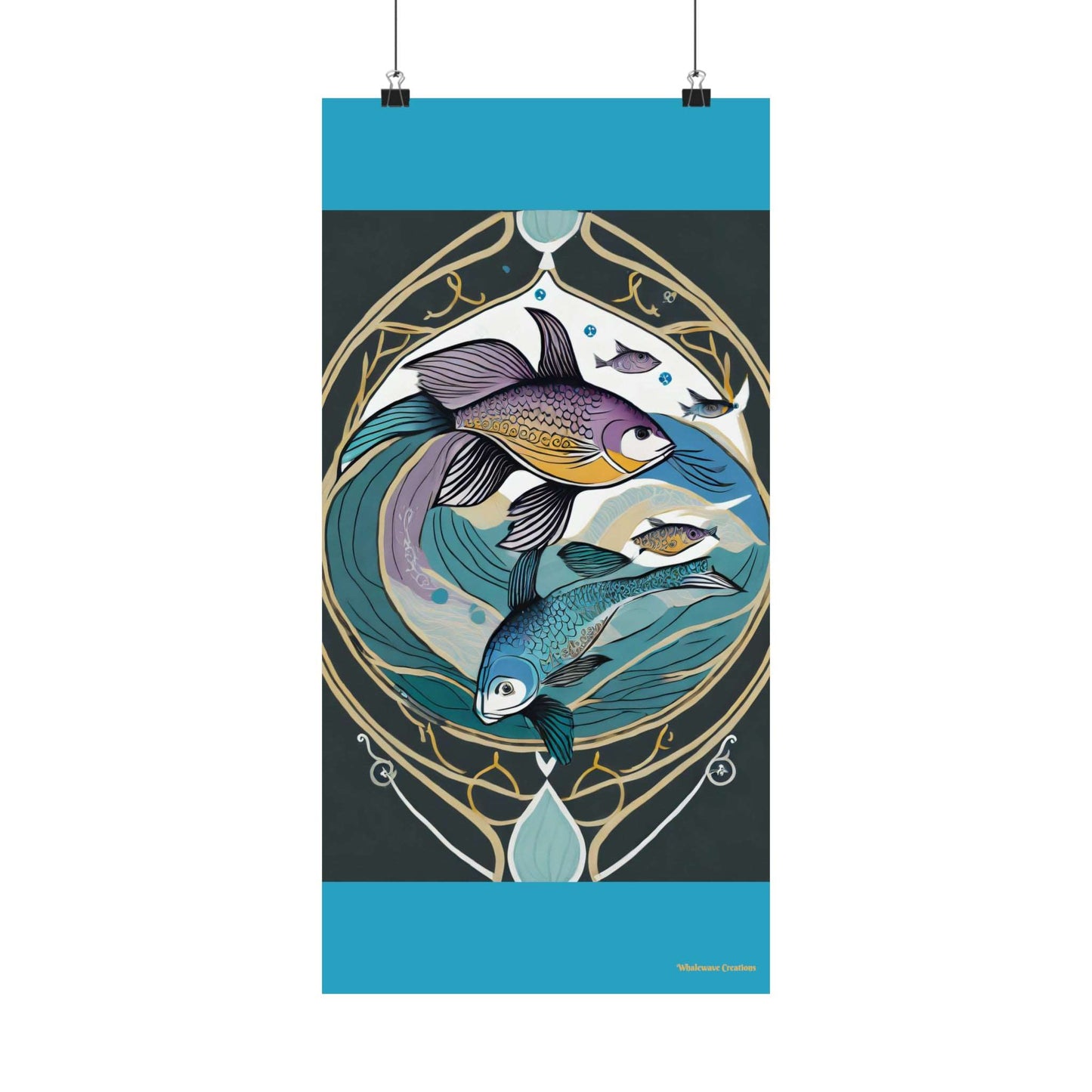 Matte Vertical Posters Pisces gematria Fish