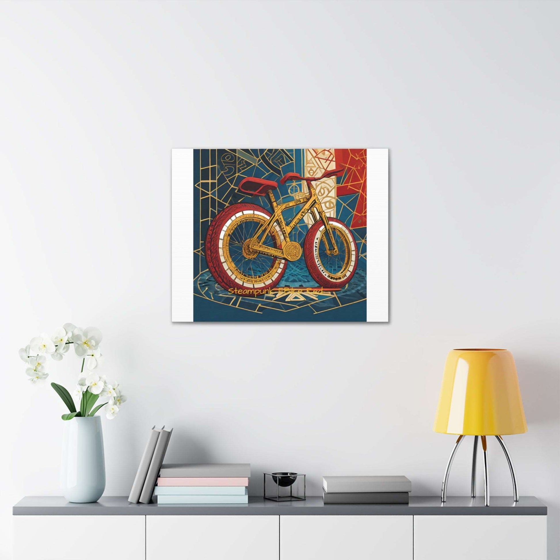 Steampunk EBike Red Gematria Canvas Gallery Wraps by Jacquie B