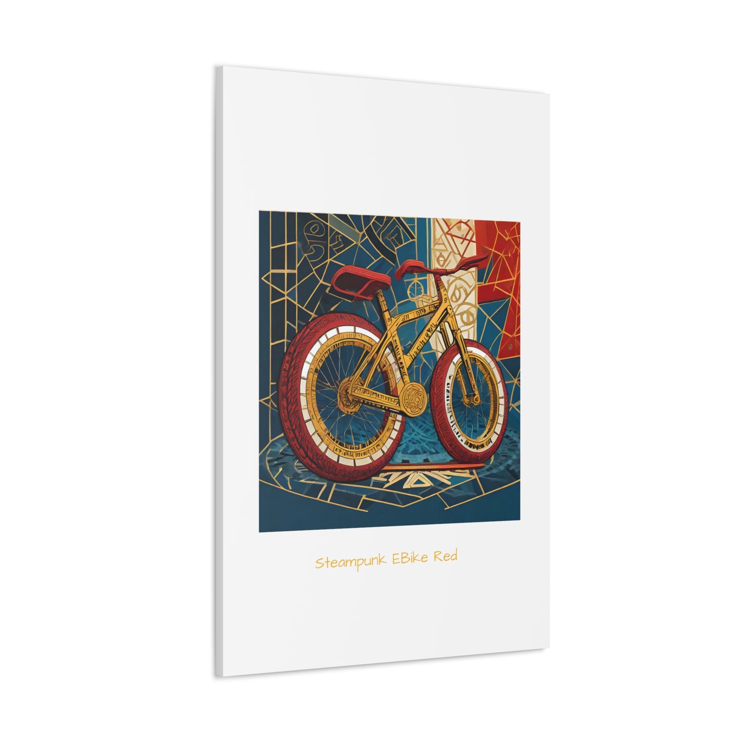 Steampunk EBike Red Gematria Canvas Gallery Wraps by Jacquie B