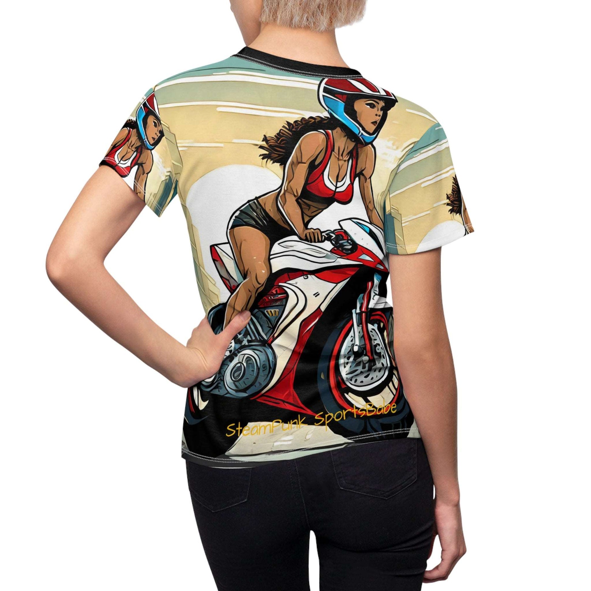 Women's AOP Motorcycle Themed Sports Jersey - Steam Punk Moto Style tshirt