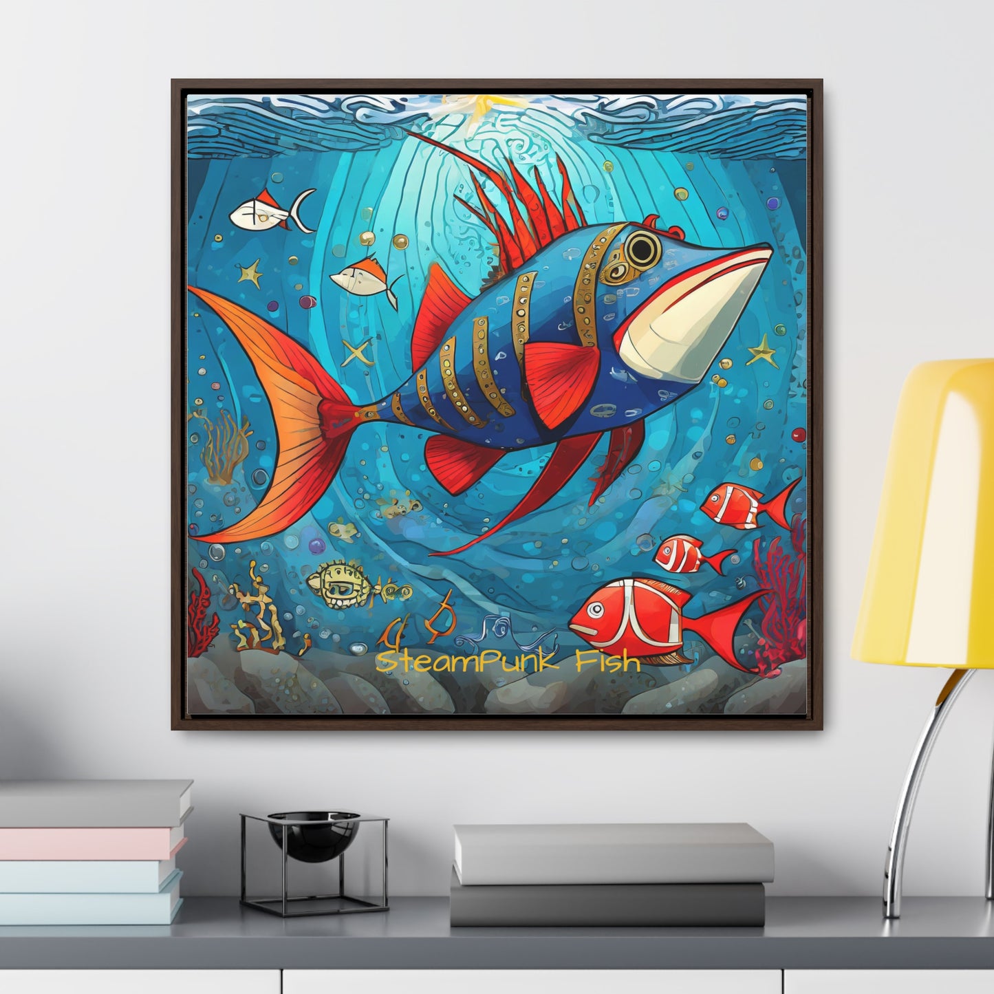 StreamPunk Fish Gematria Red ♥️ Gallery Canvas Wraps, Square Frame