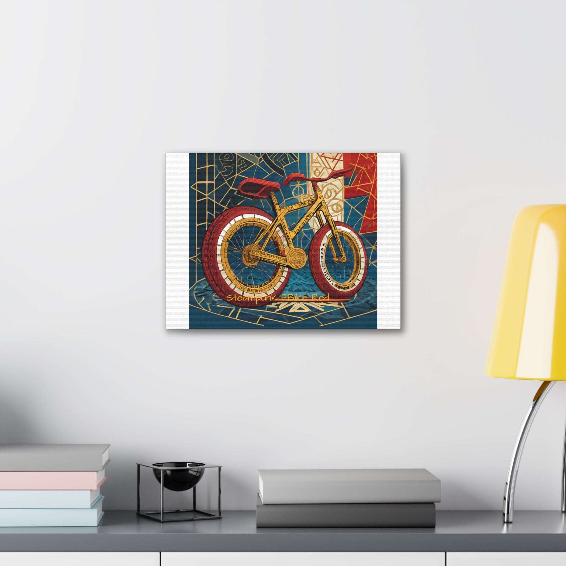 Steampunk EBike Red Gematria Canvas Gallery Wraps by Jacquie B