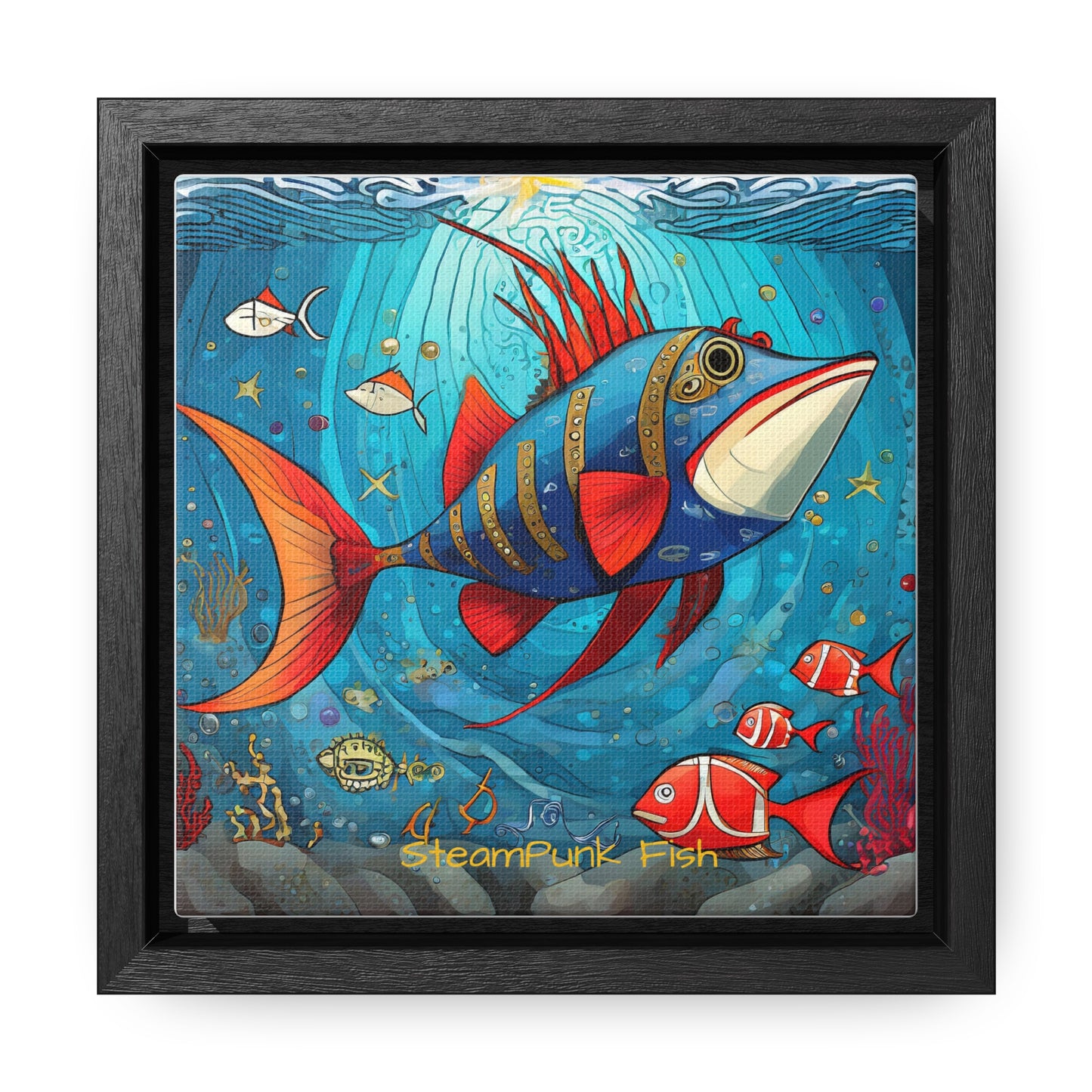 StreamPunk Fish Gematria Red ♥️ Gallery Canvas Wraps, Square Frame