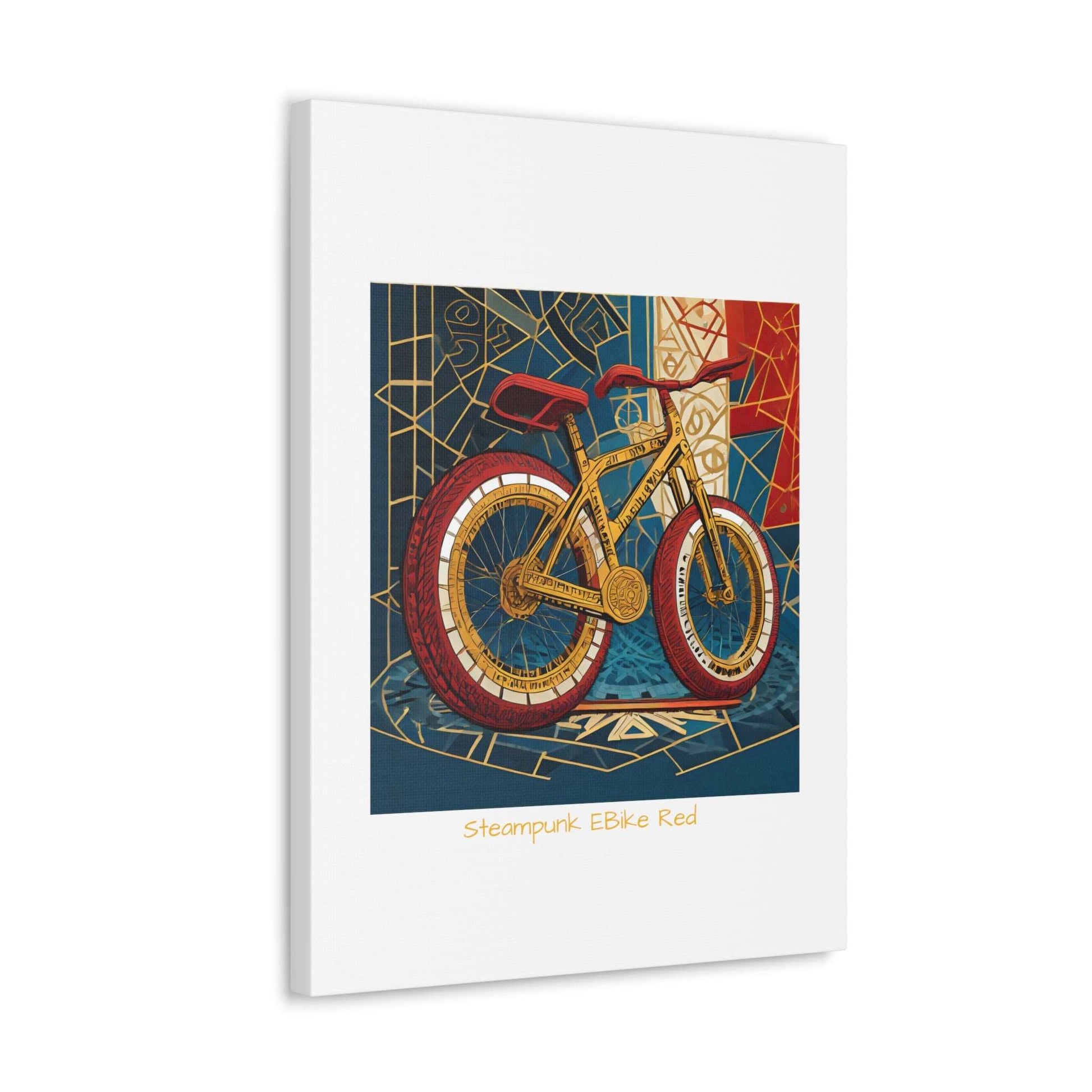 Steampunk EBike Red Gematria Canvas Gallery Wraps by Jacquie B