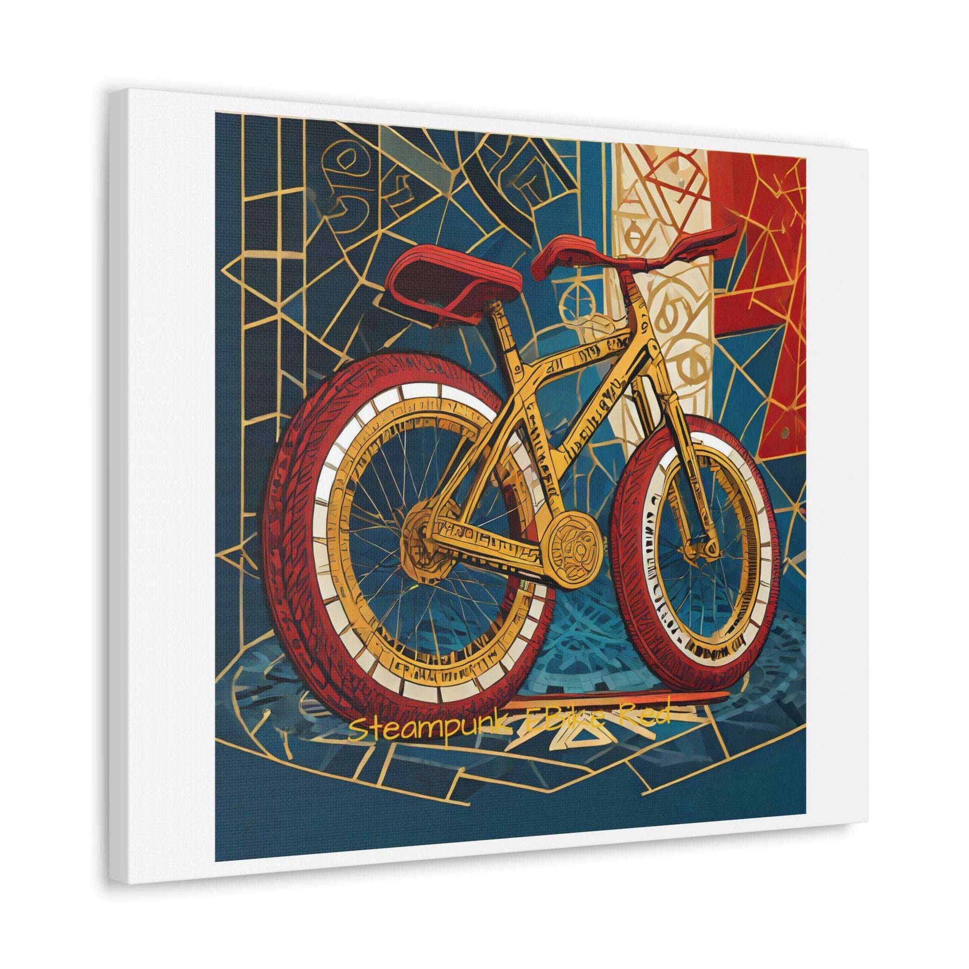 Steampunk EBike Red Gematria Canvas Gallery Wraps by Jacquie B