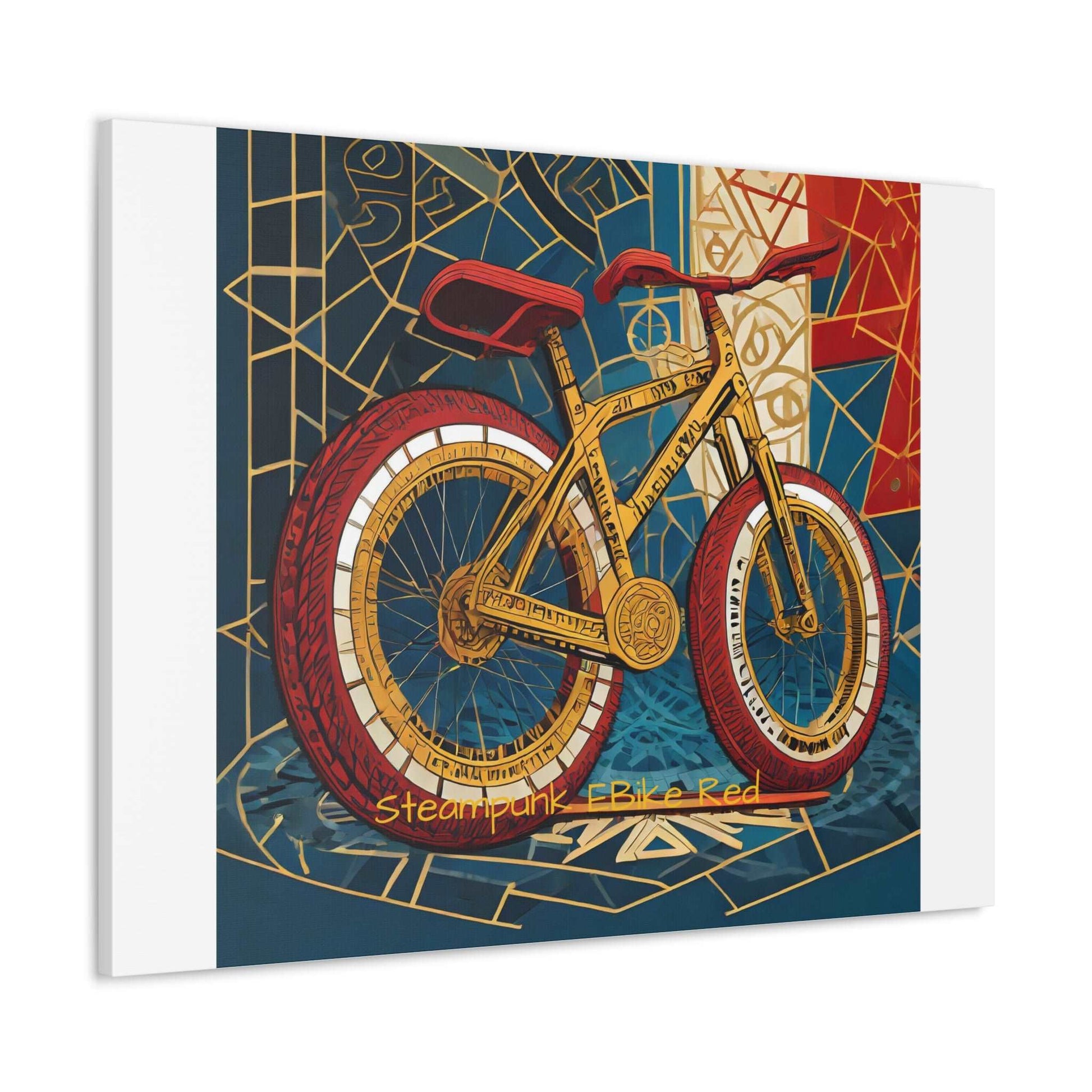 Steampunk EBike Red Gematria Canvas Gallery Wraps by Jacquie B