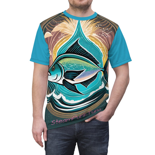 SteamPunk Tuna Turquoise Miami Unisex Cut & Sew Tee (AOP) Tshirt
