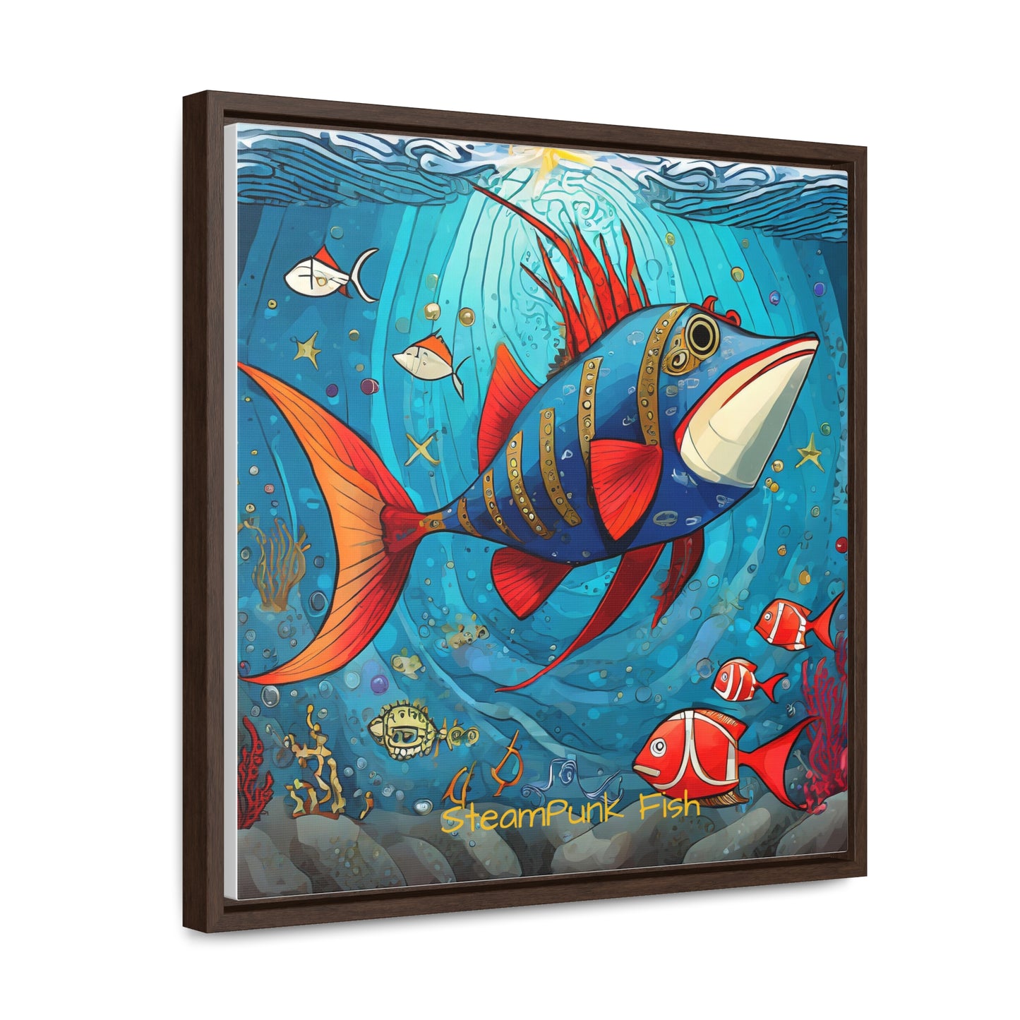 StreamPunk Fish Gematria Red ♥️ Gallery Canvas Wraps, Square Frame