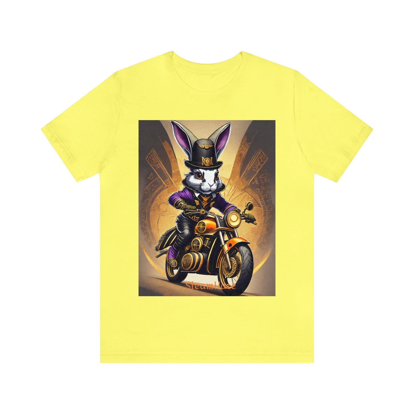 Unisex Adult Jersey Short Sleeve Tee SteamPunk Hare Motorcycle tshirt