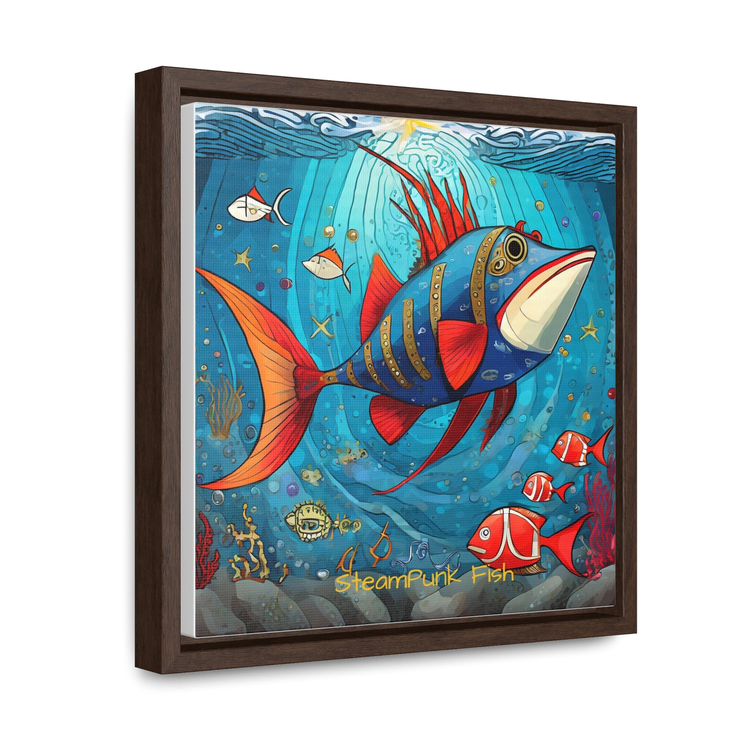 StreamPunk Fish Gematria Red ♥️ Gallery Canvas Wraps, Square Frame