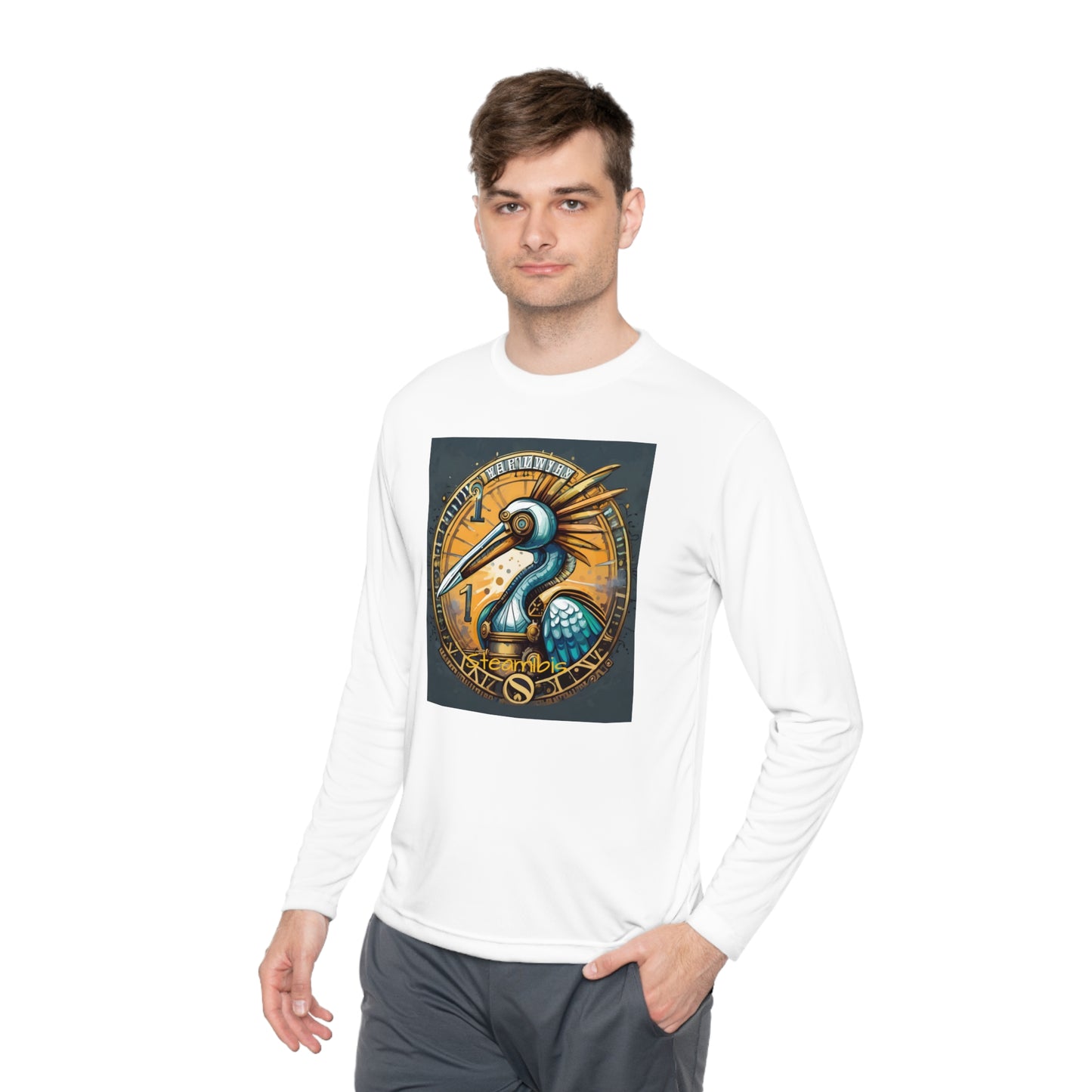 Unisex Adult Lightweight Long Sleeve Tee Steampunk Gematria Ibis Avian Vintage collection